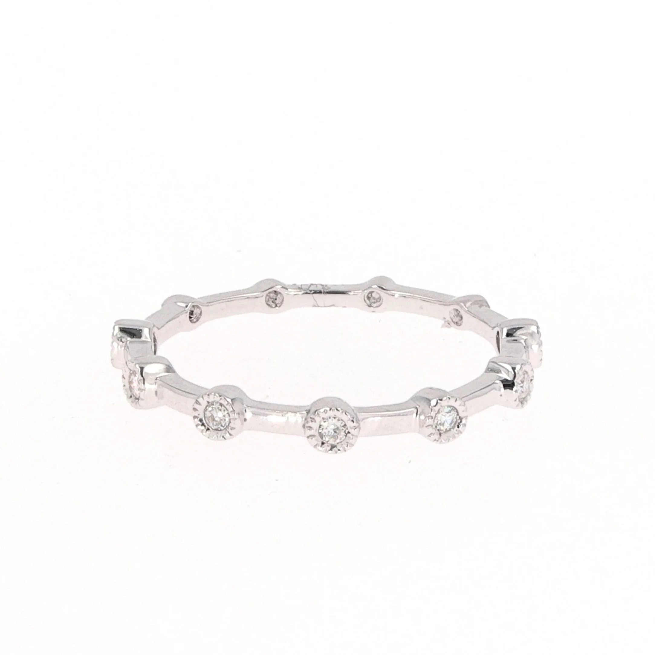 0.09 CTW DEW Round Moissanite Bezel Stackable Band in Sterling Silver