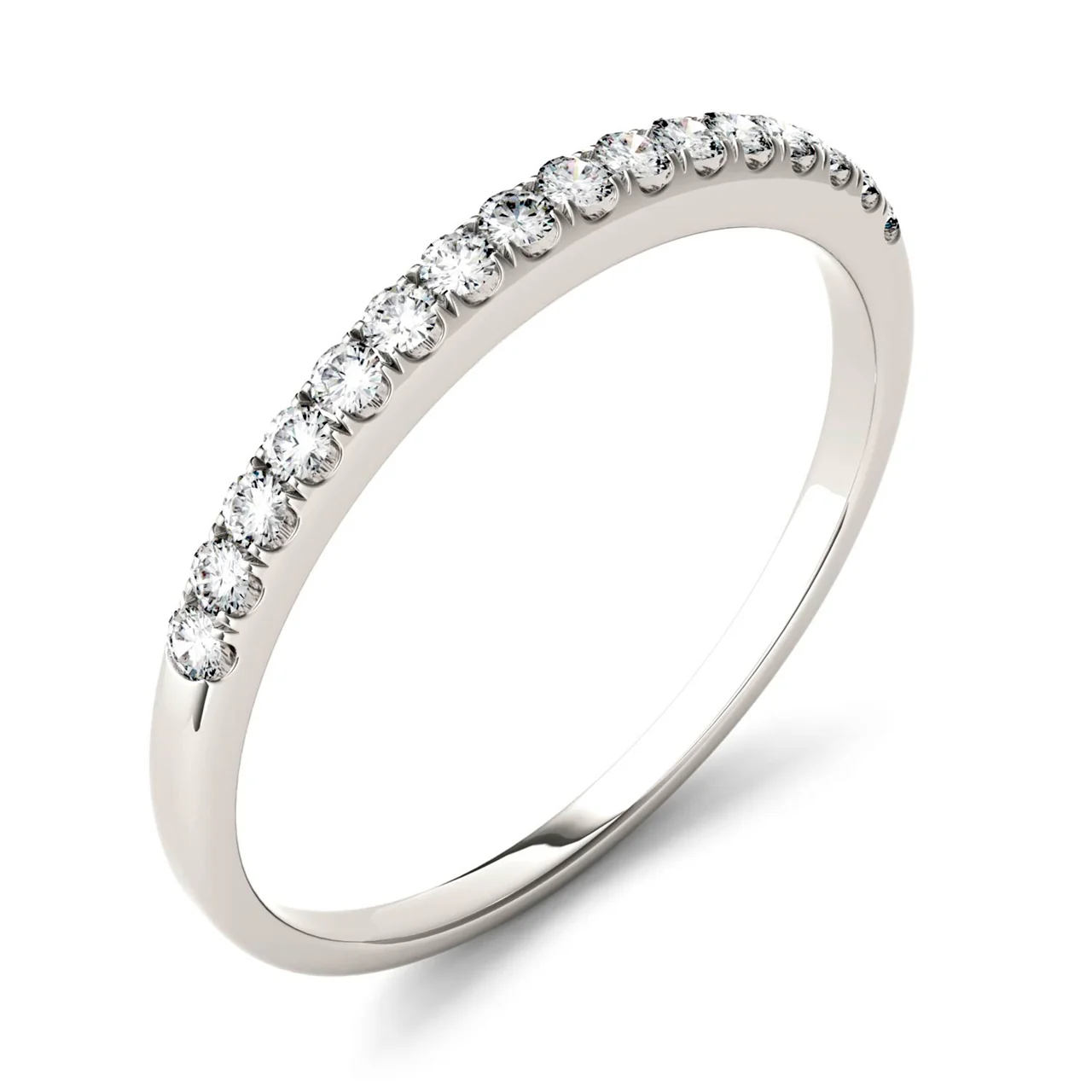 0.16 CTW DEW Round Moissanite Classic Band in 14K White Gold - Image 2