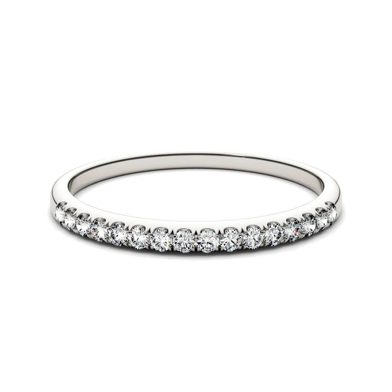 0.16 CTW DEW Round Moissanite Classic Band in 14K White Gold - Image 4