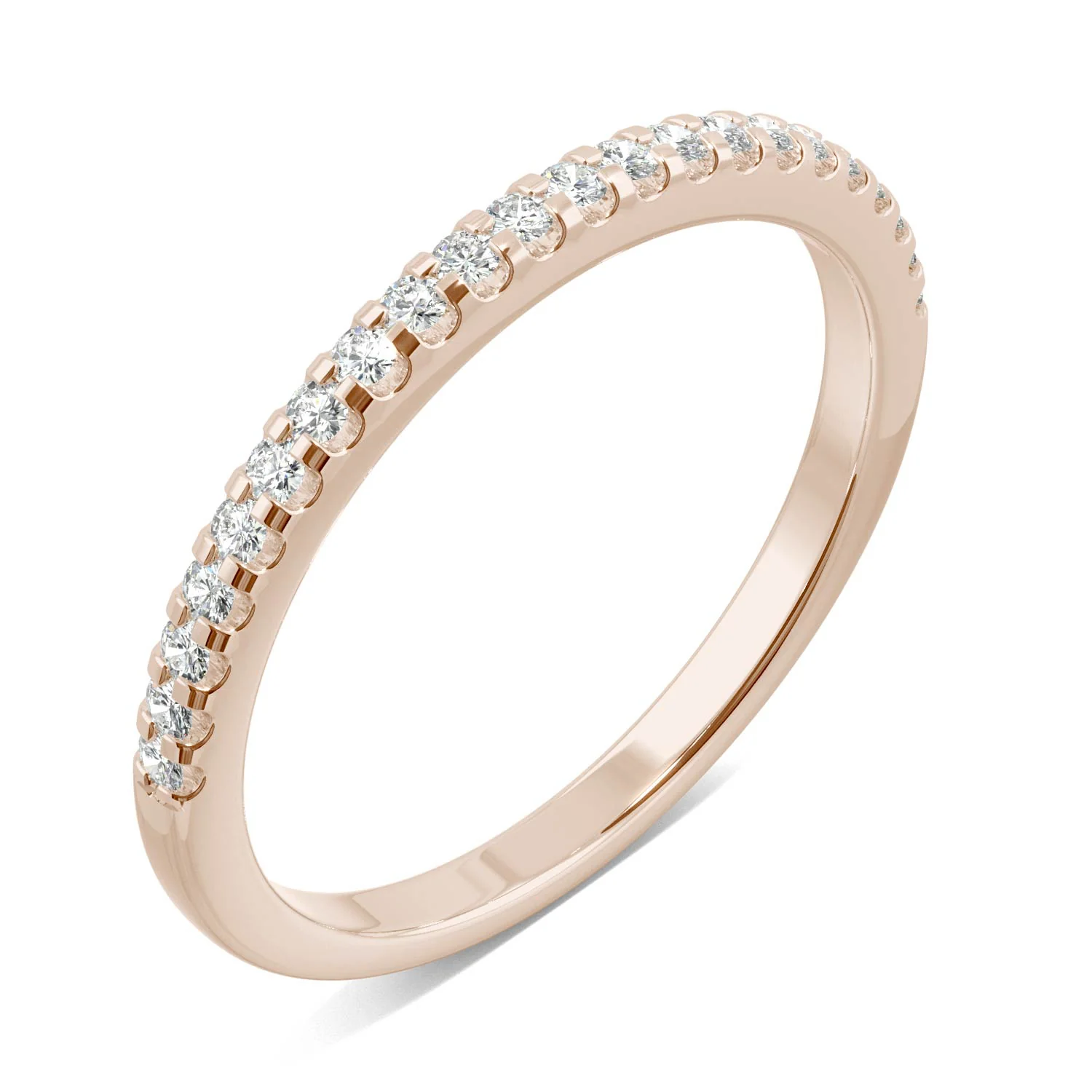 0.22 CTW DEW Round Moissanite Classic Wedding Band in 14K Rose Gold - Image 2