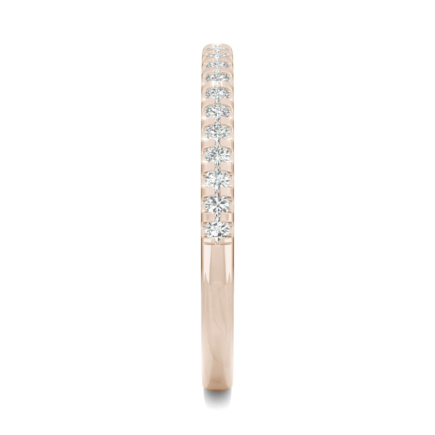 0.22 CTW DEW Round Moissanite Classic Wedding Band in 14K Rose Gold - Image 5