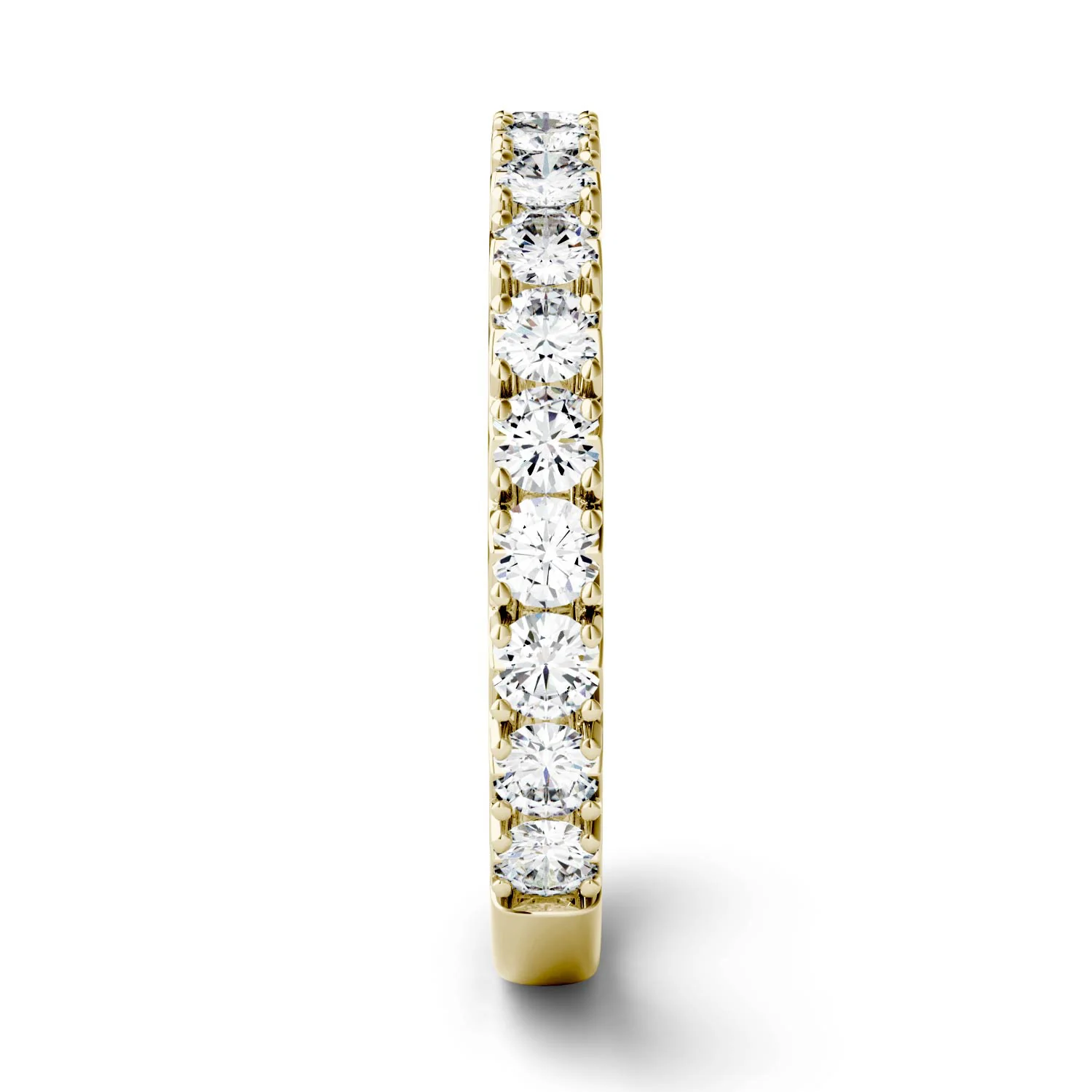 0.90 CTW DEW Round Moissanite French Pavé Anniversary Band in 14K Yellow Gold - Image 5