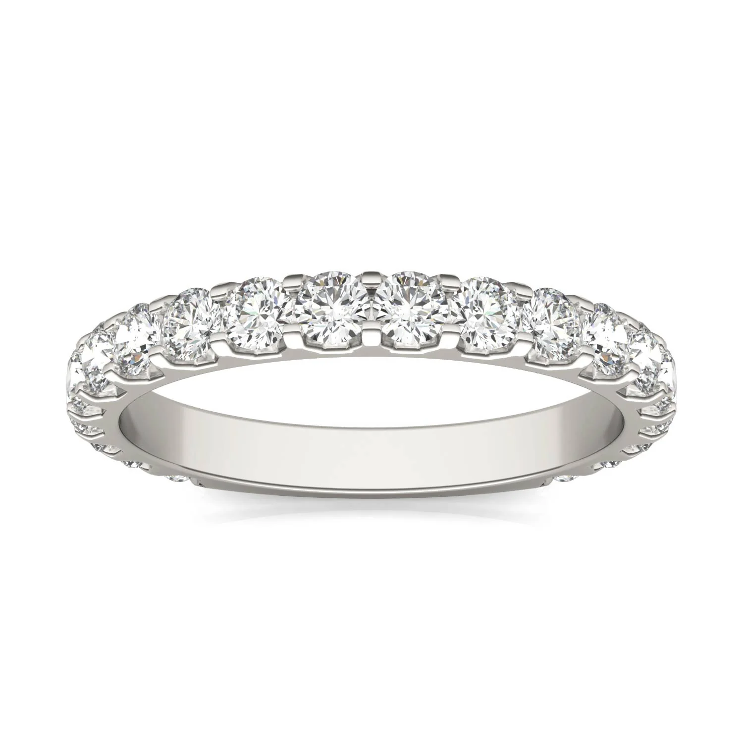 1.00 CTW DEW Round Moissanite Classic Anniversary Band in 14K White Gold