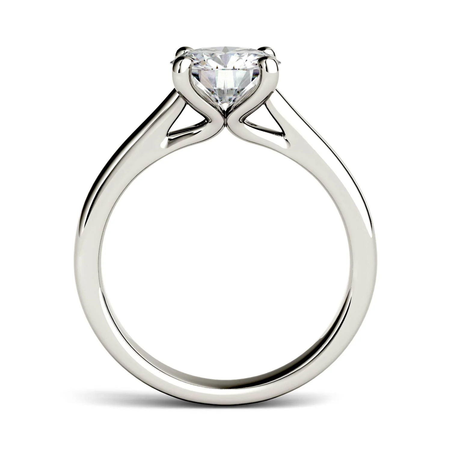 1.00 CTW DEW Round Moissanite Four Prong Solitaire Engagement Ring in 14K White Gold - Image 3