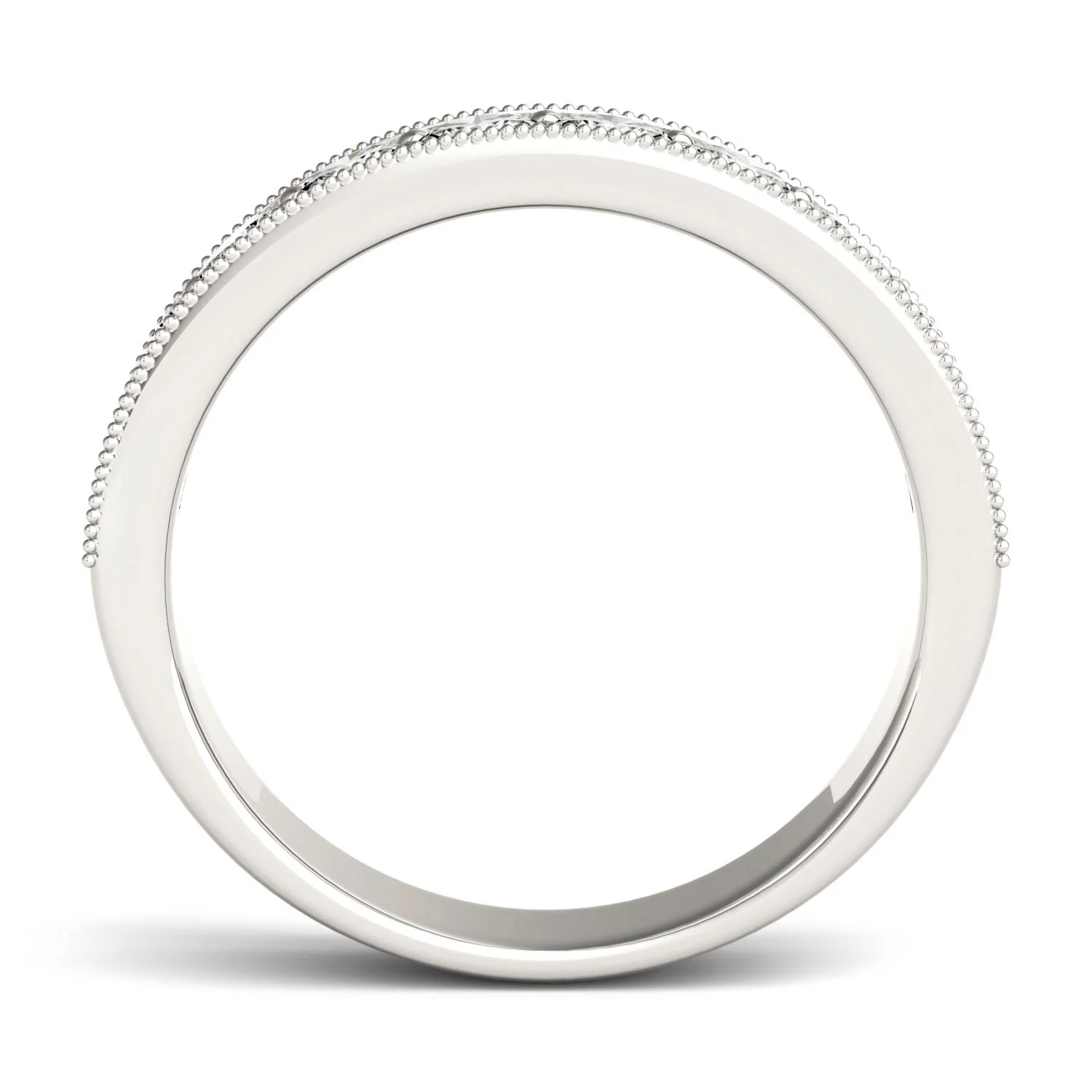 1.00 CTW DEW Round Moissanite Milgrain Anniversary Band in 14K White Gold - Image 3