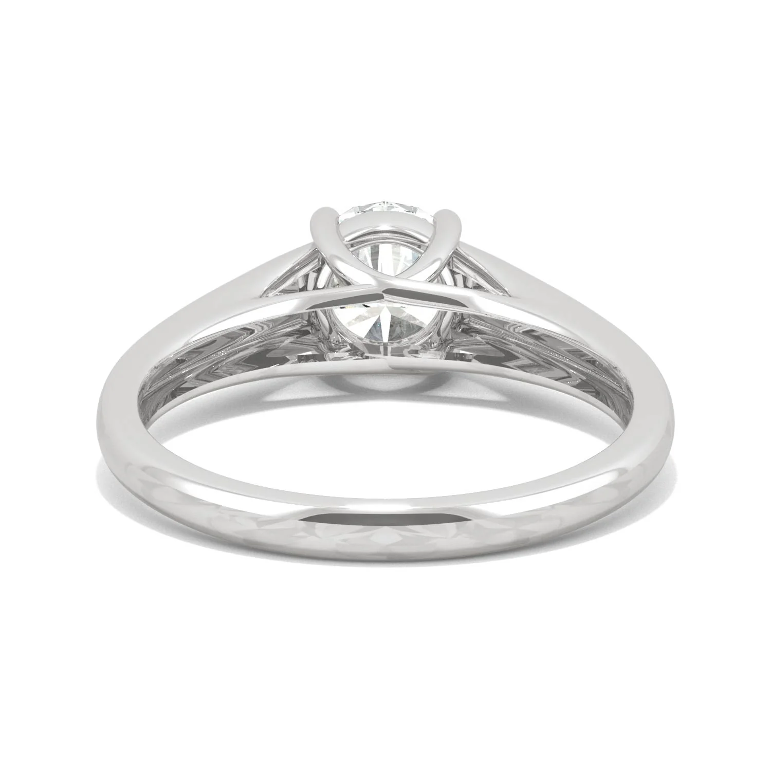 1.00 CTW DEW Round Moissanite Wide Solitaire Engagement Ring in 14K White Gold - Image 6