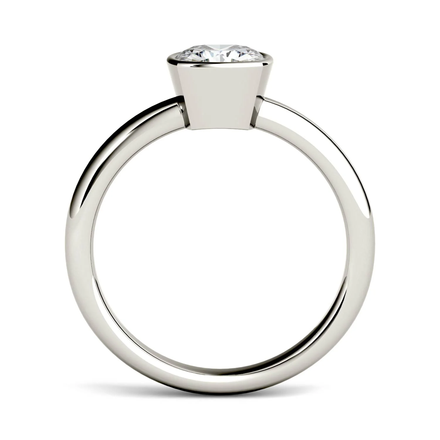 1.10 CTW DEW Cushion Moissanite Bezel Set Solitaire Engagement Ring in 14K White Gold - Image 3