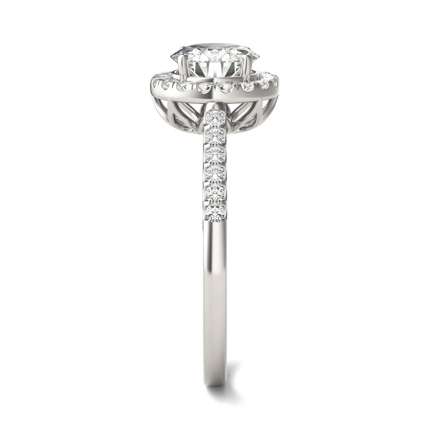 1.45 CTW DEW Round Moissanite Halo Engagement Ring in 14K White Gold - Image 5