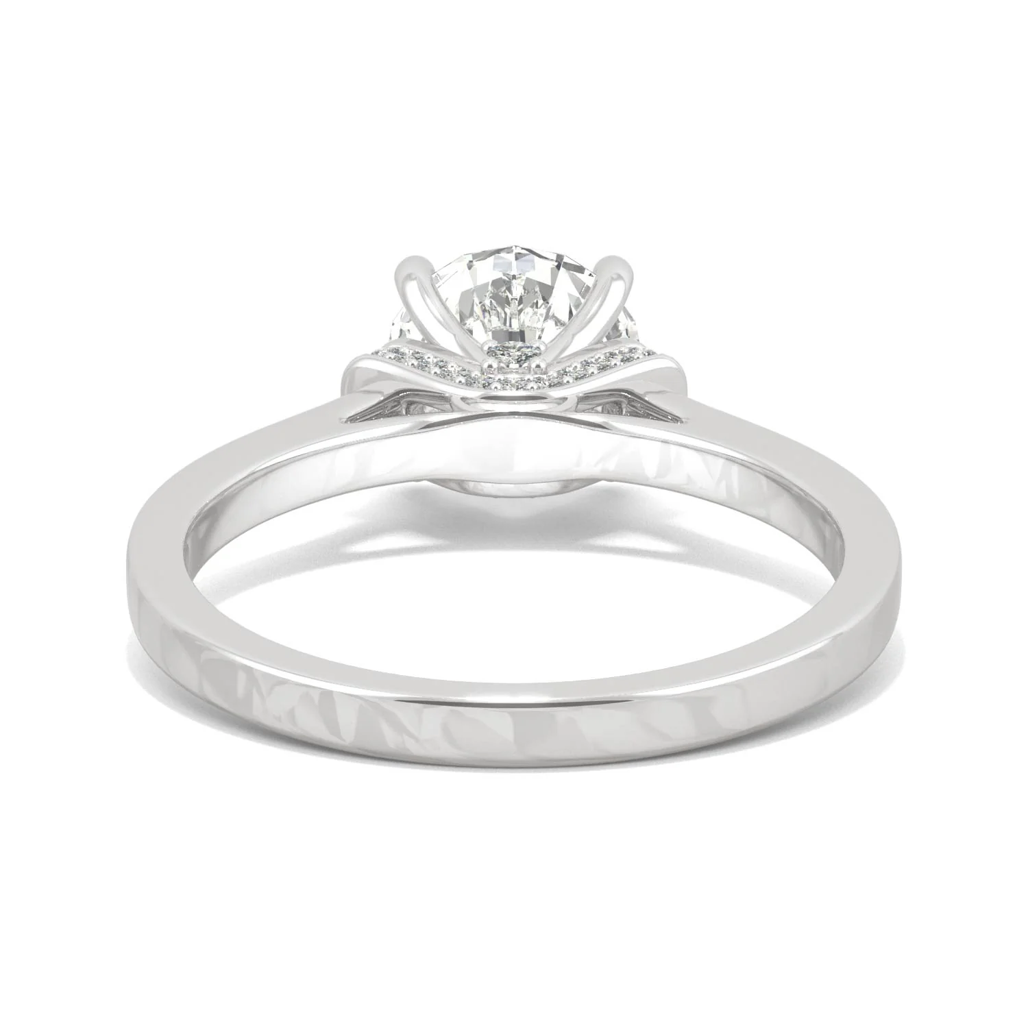 1.59 CTW DEW Round Moissanite Cathedral Accented Engagement Ring in 14K White Gold - Image 6