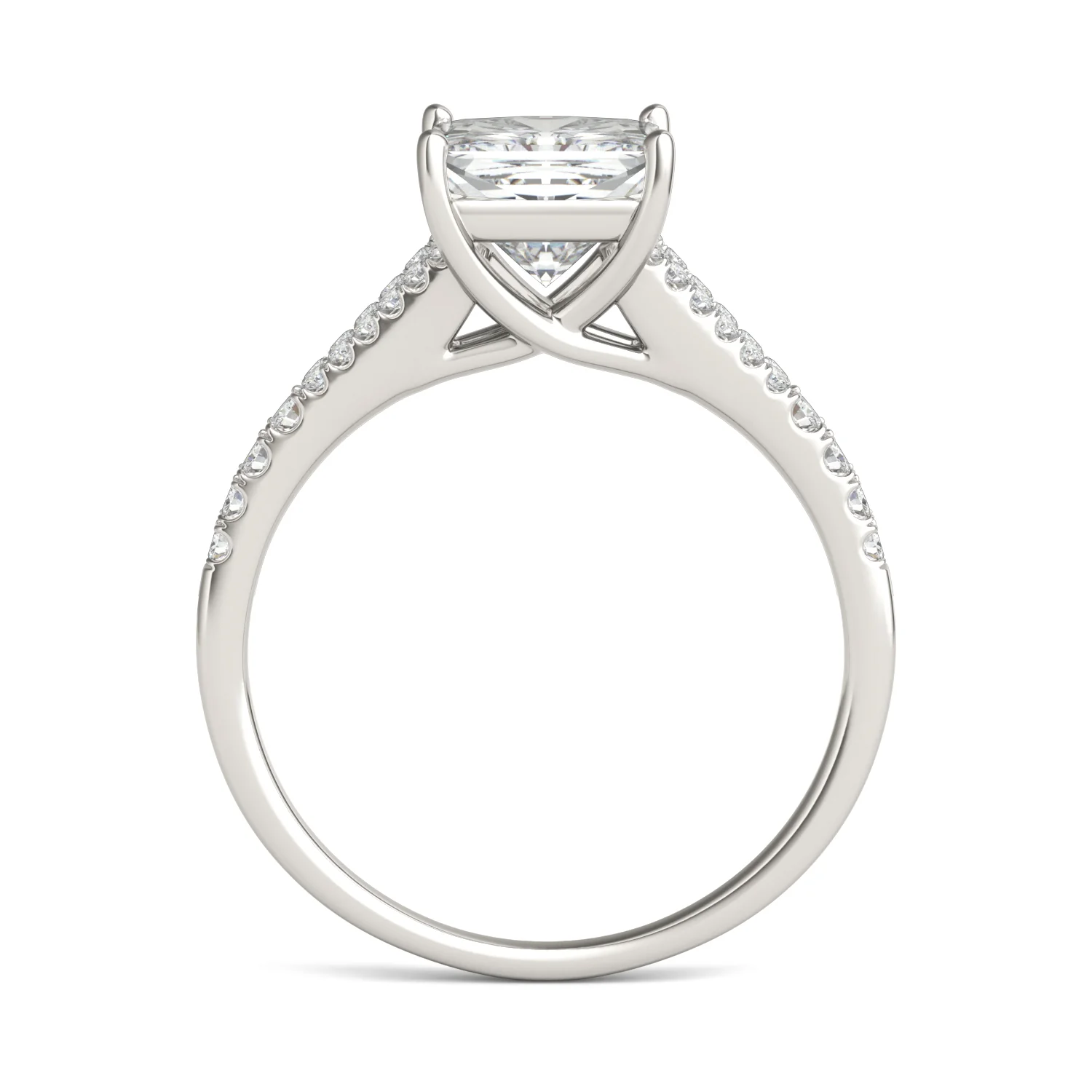 1.71 CTW DEW Princess Moissanite Split Shank Accented in 14K White Gold - Image 3