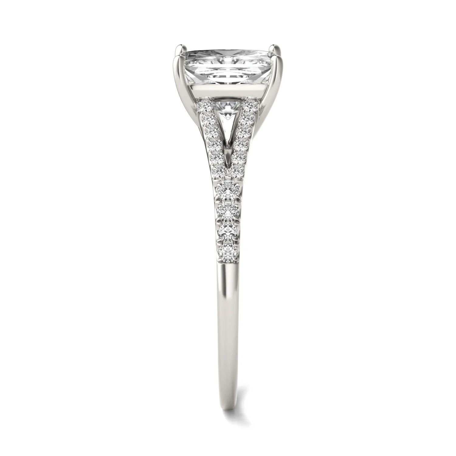 1.71 CTW DEW Princess Moissanite Split Shank Accented in 14K White Gold - Image 5