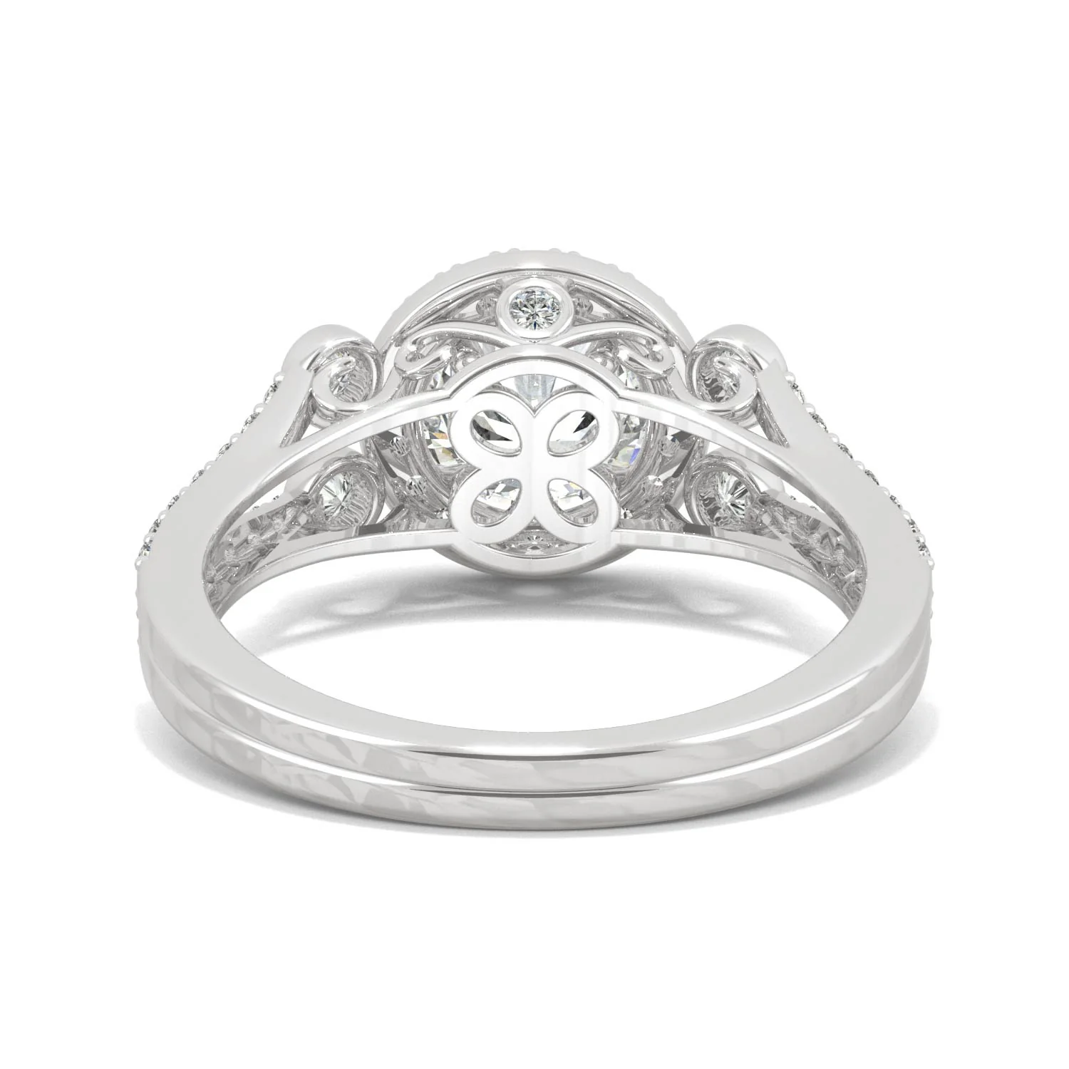 1.78 CTW DEW Round Moissanite Accented Halo Engagement Ring in 14K White Gold - Image 6