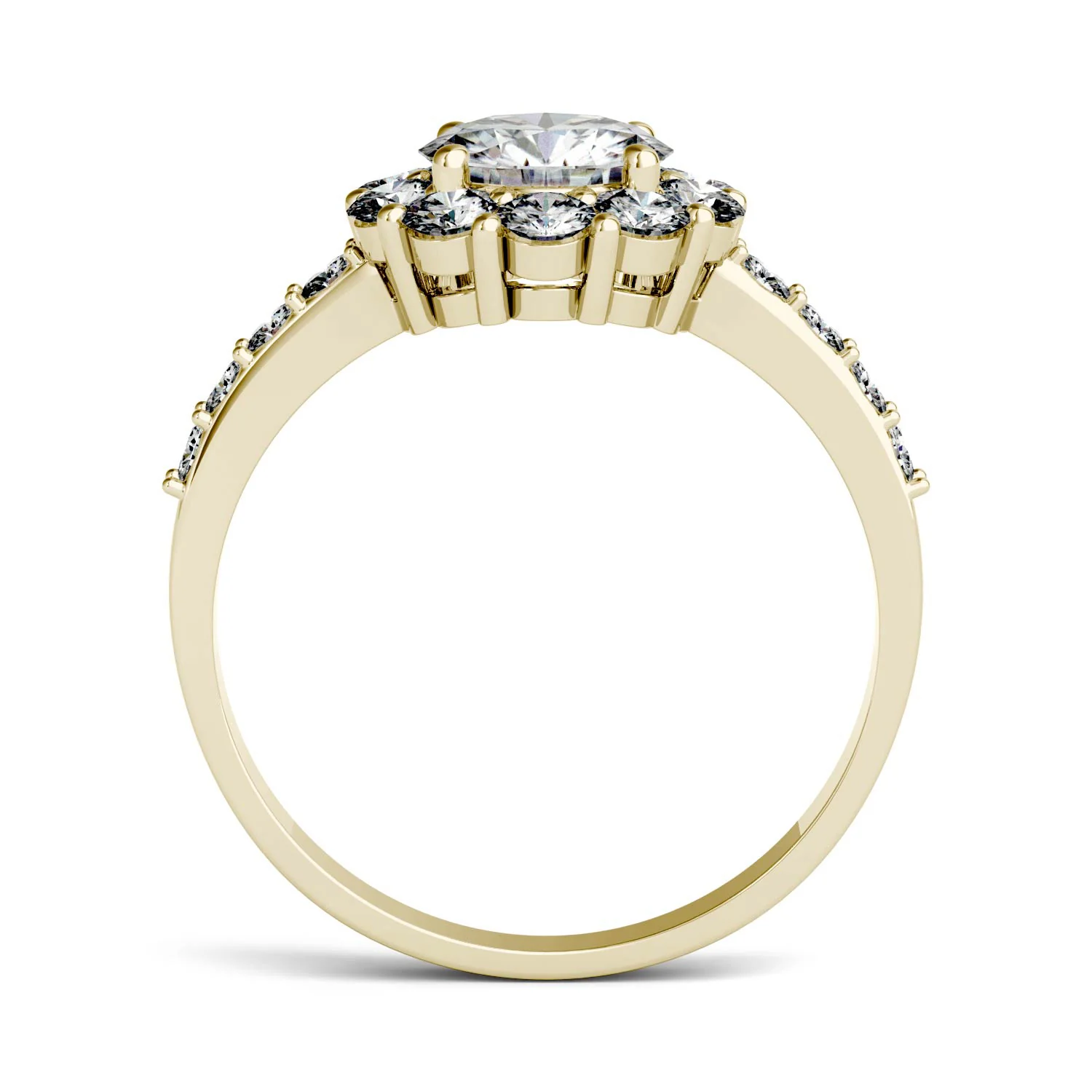 1.78 CTW DEW Round Moissanite Halo Engagement Ring in 14K Yellow Gold - Image 3