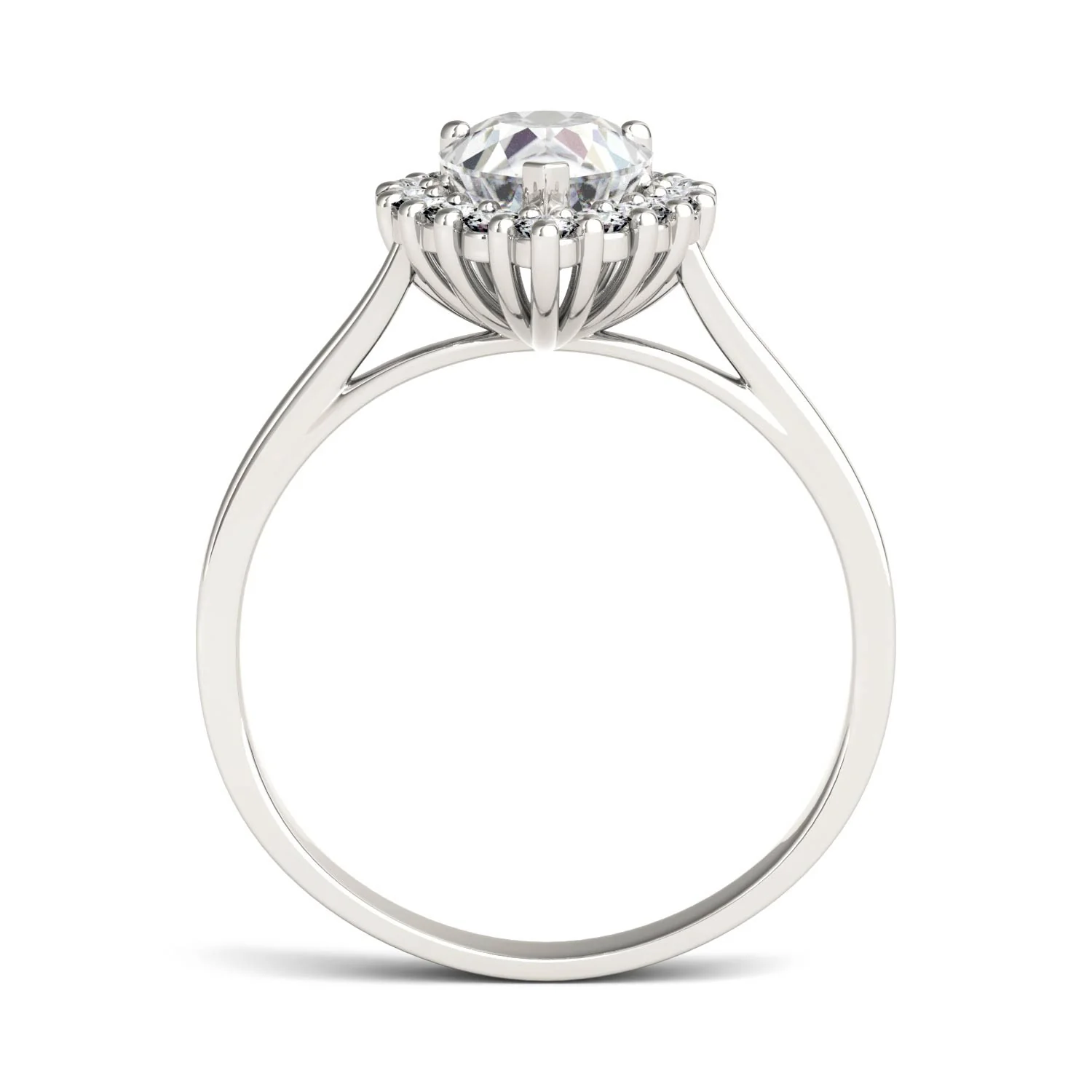 1.80 CTW DEW Pear Moissanite Halo Engagement Ring in 14K White Gold - Image 3