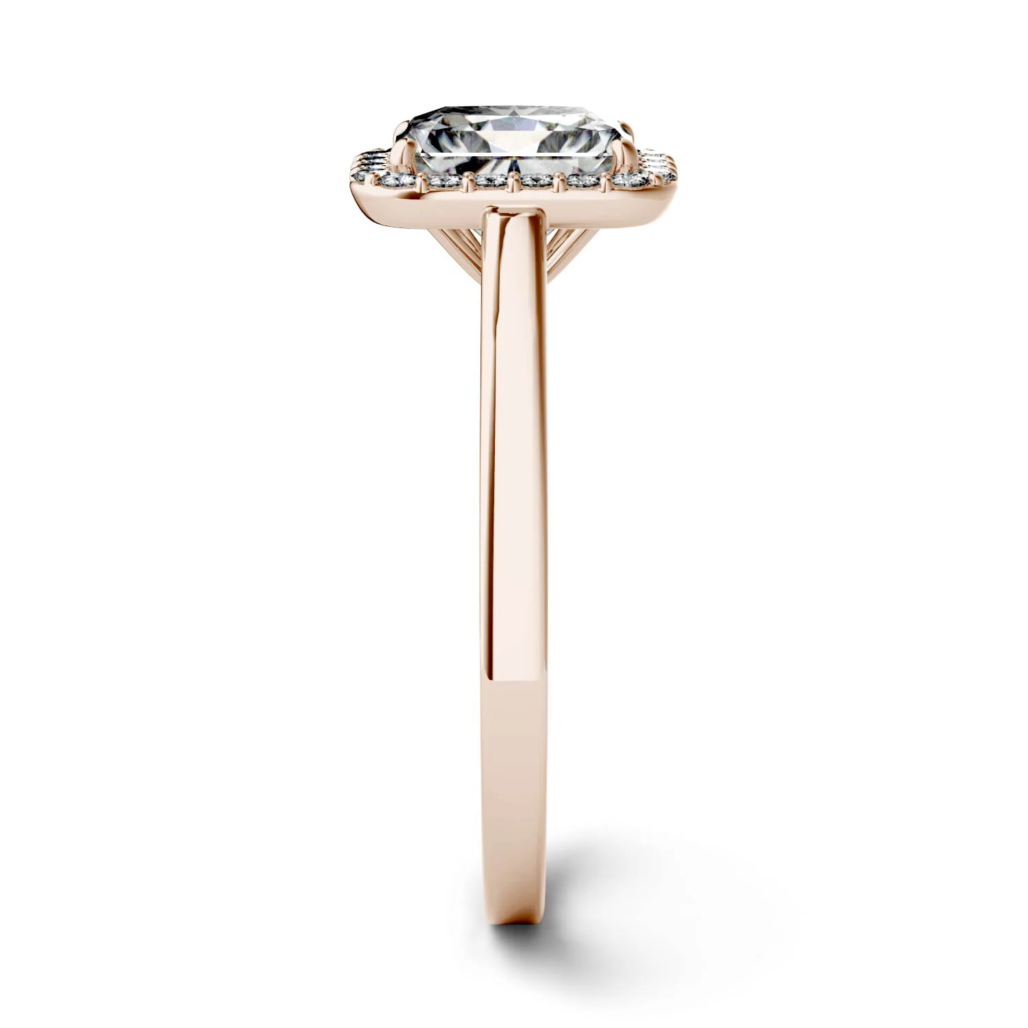 1.98 CTW DEW Radiant Moissanite Halo Engagement Ring in 14K Rose Gold - Image 5
