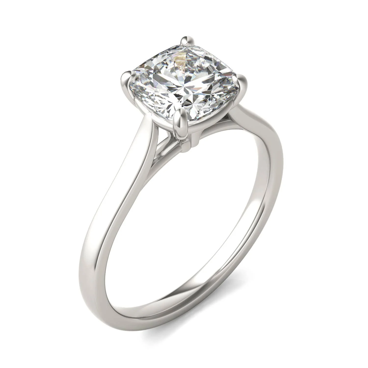 2.00 CTW DEW 14K White Gold Cushion Moissanite Solitaire Engagement Ring - Image 2