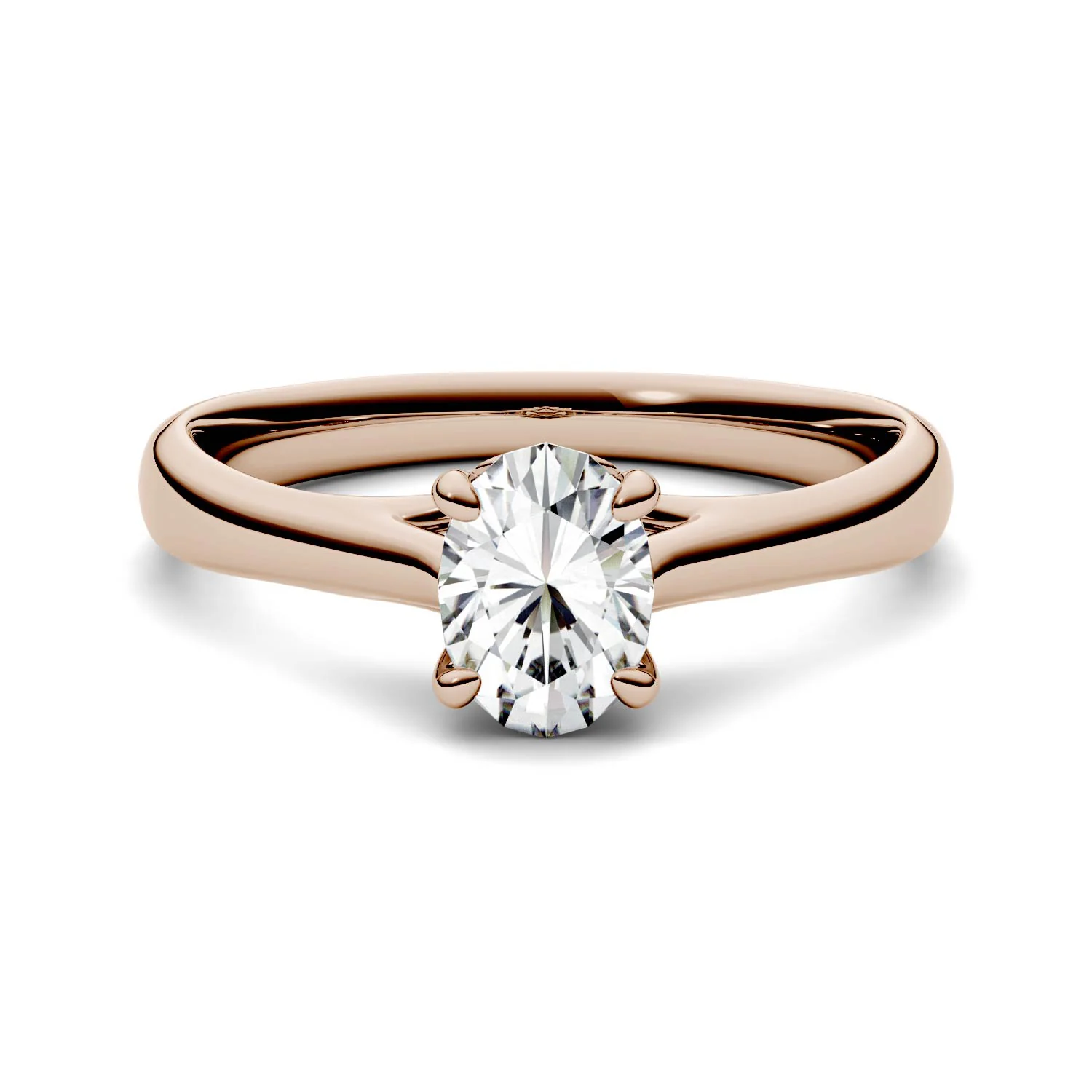2.10 CTW DEW Oval Moissanite Four Prong Solitaire Engagement Ring in 14K Rose Gold - Image 4