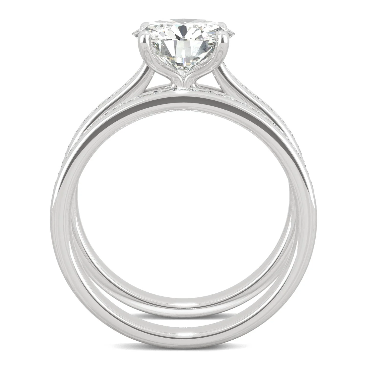 2.27 CTW DEW Round Moissanite Channel Set Bridal Set in 14K White Gold - Image 3