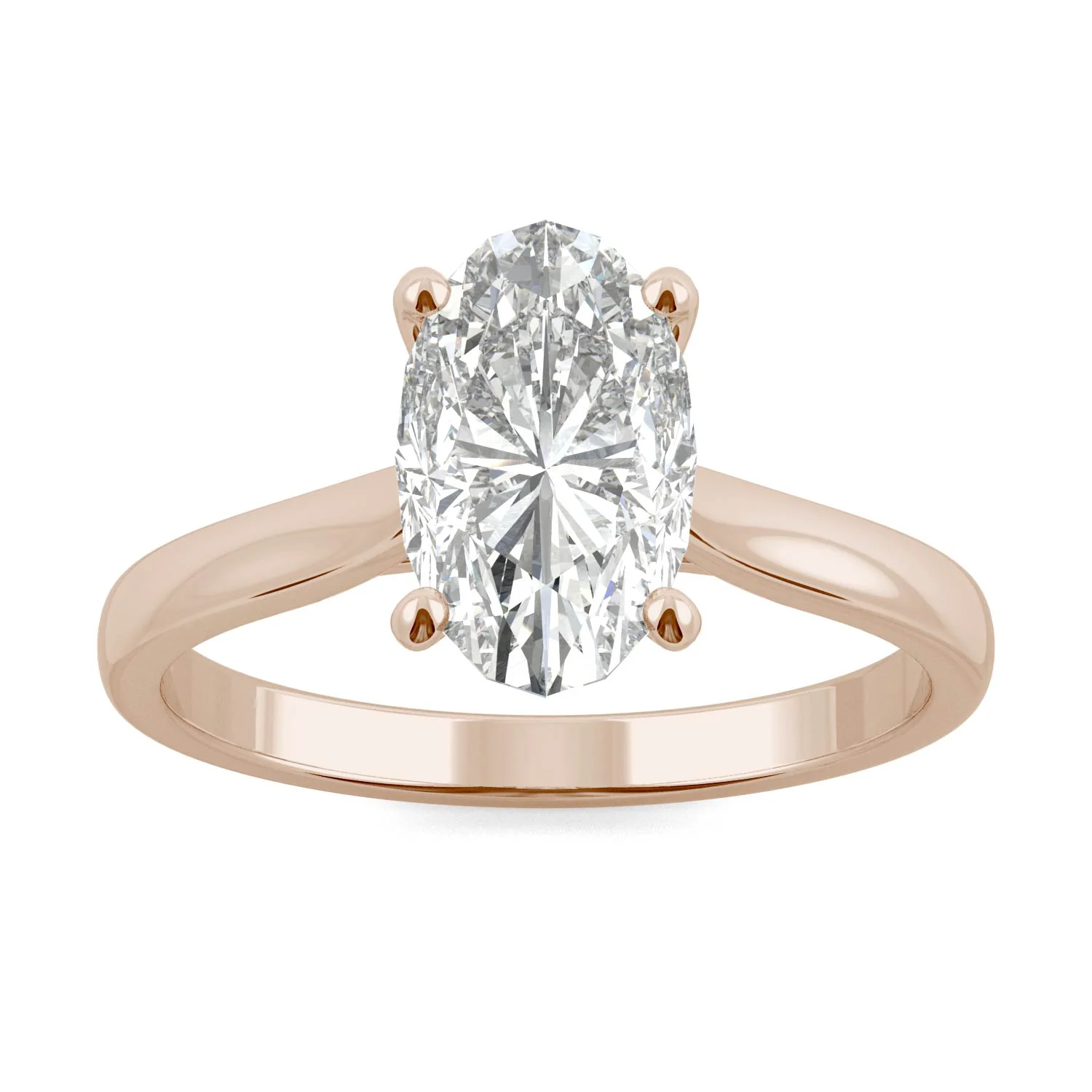 2.30 CTW DEW 14K Rose Gold Moissanite Elongated Oval Solitaire Engagement Ring