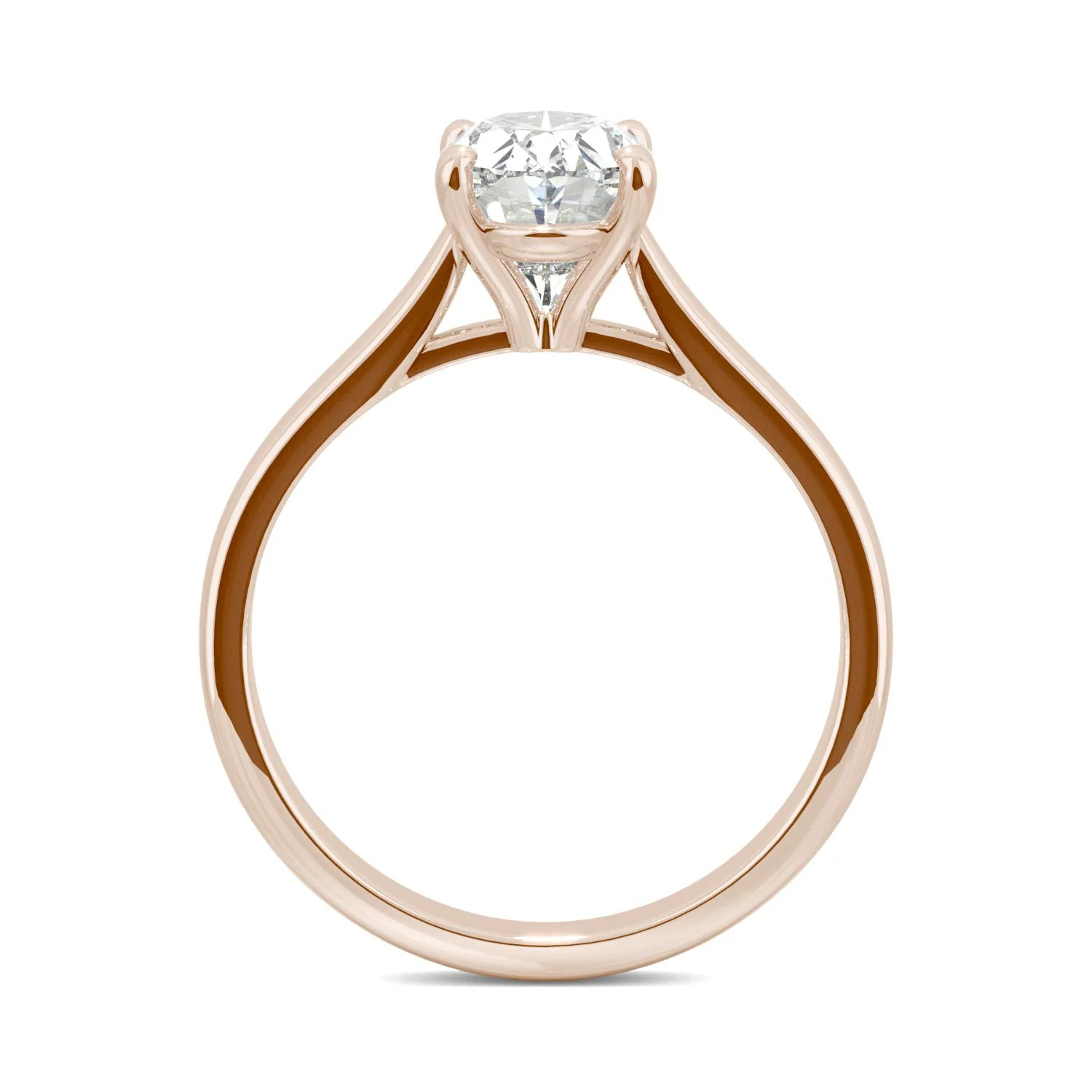 2.30 CTW DEW 14K Rose Gold Moissanite Elongated Oval Solitaire Engagement Ring - Image 3