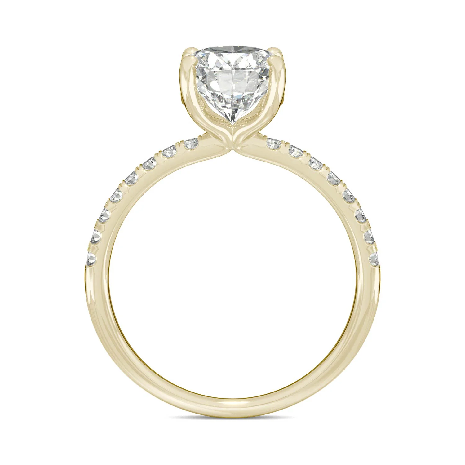 2.34 CTW DEW Oval Moissanite Side-Stone Engagement Ring in 14K Yellow Gold - Image 3