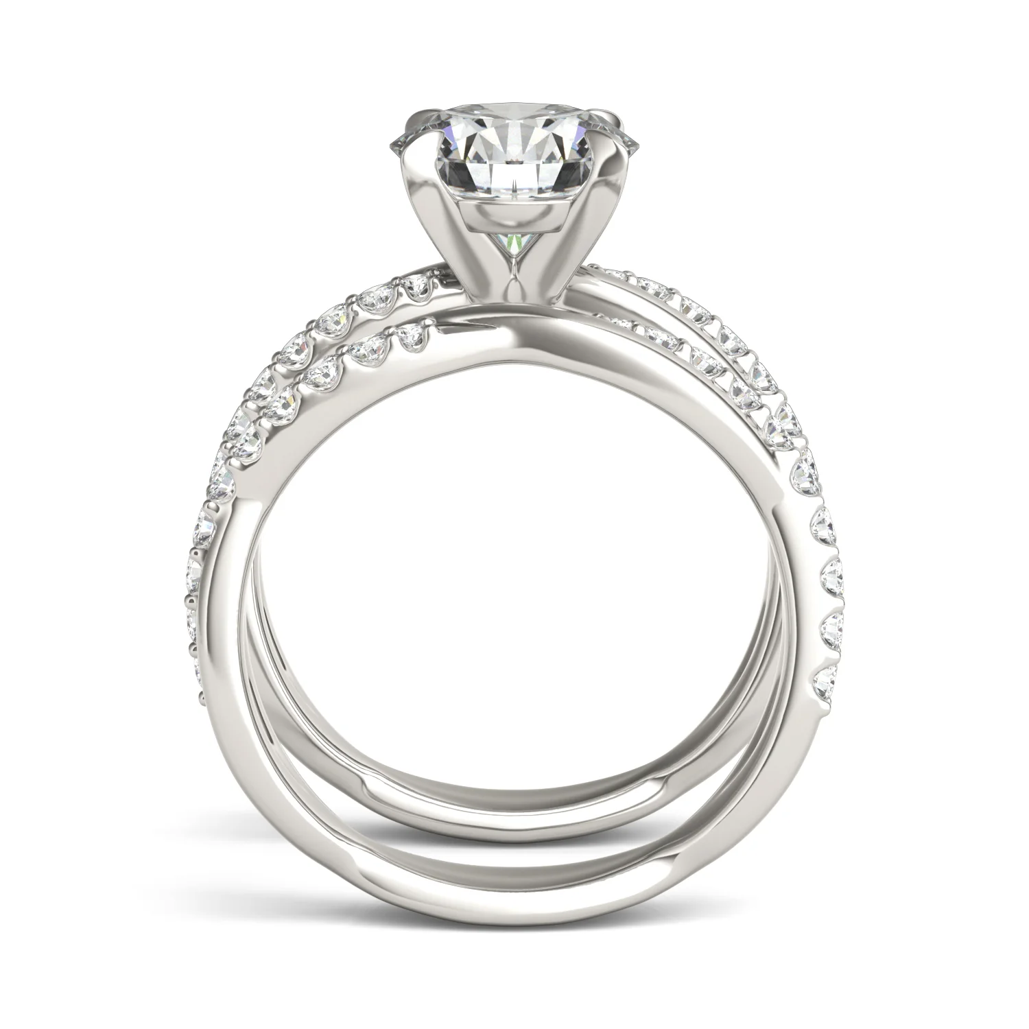 2.39 CTW DEW Round Moissanite Twist Wedding Set in 14K White Gold - Image 3