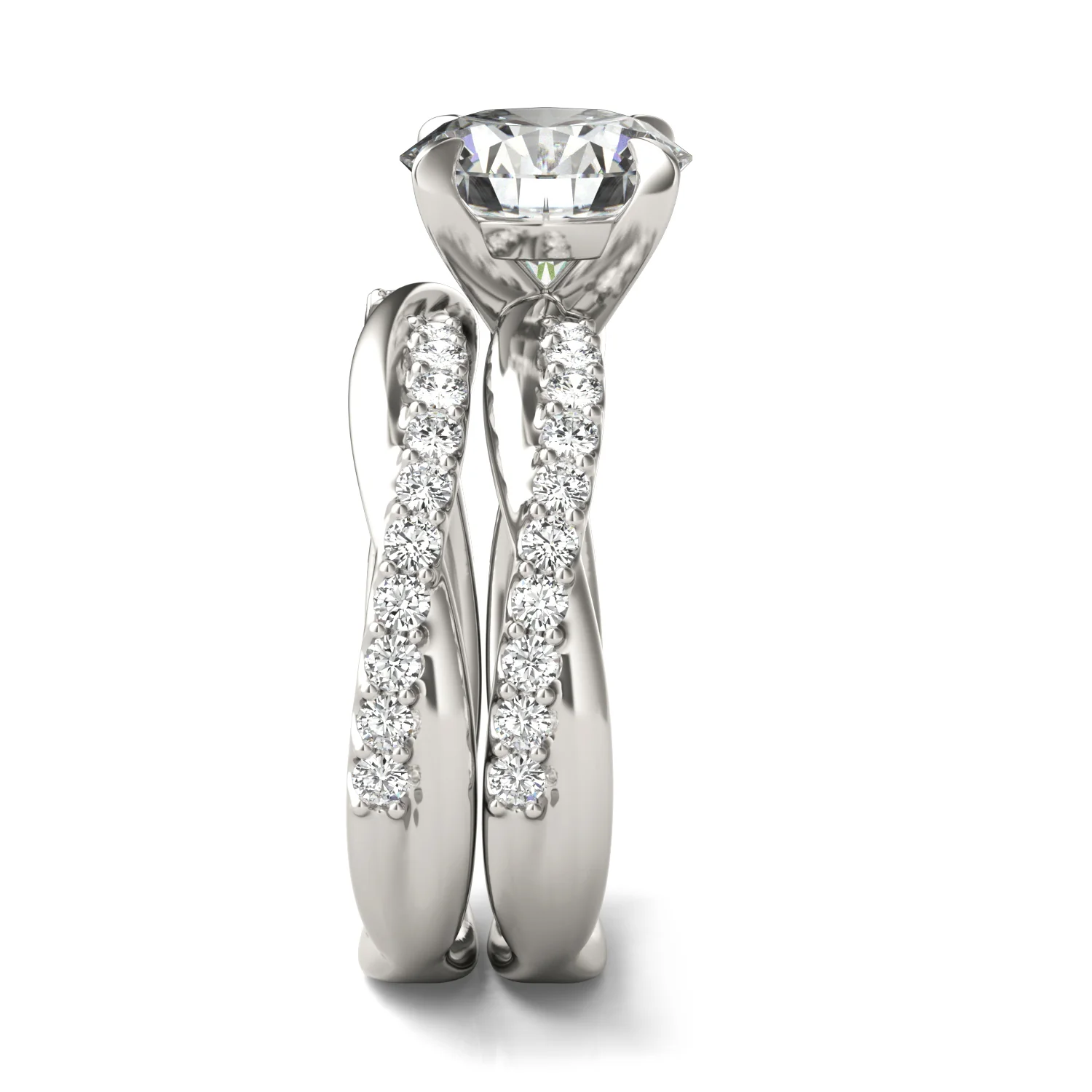 2.39 CTW DEW Round Moissanite Twist Wedding Set in 14K White Gold - Image 5