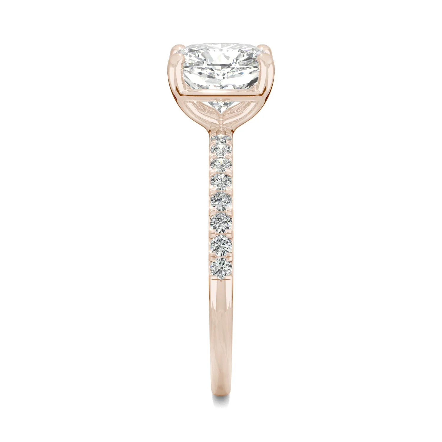 2.52 CTW DEW Cushion Moissanite Side-Stone Engagement Ring in 14K Rose Gold - Image 5