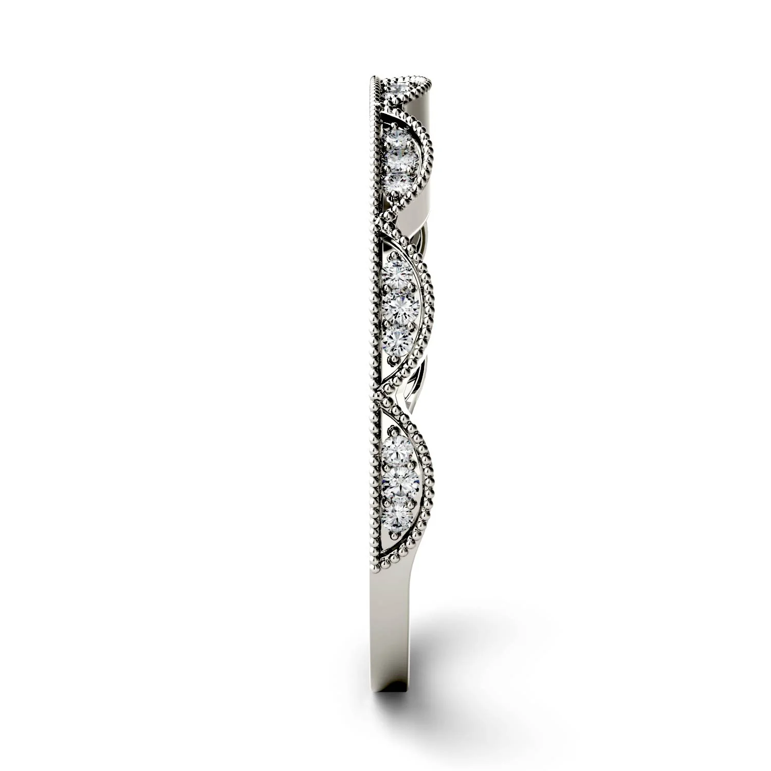 0.13 CTW DEW Moissanite Half Moon Stacker Band in 14K White Gold - Image 4