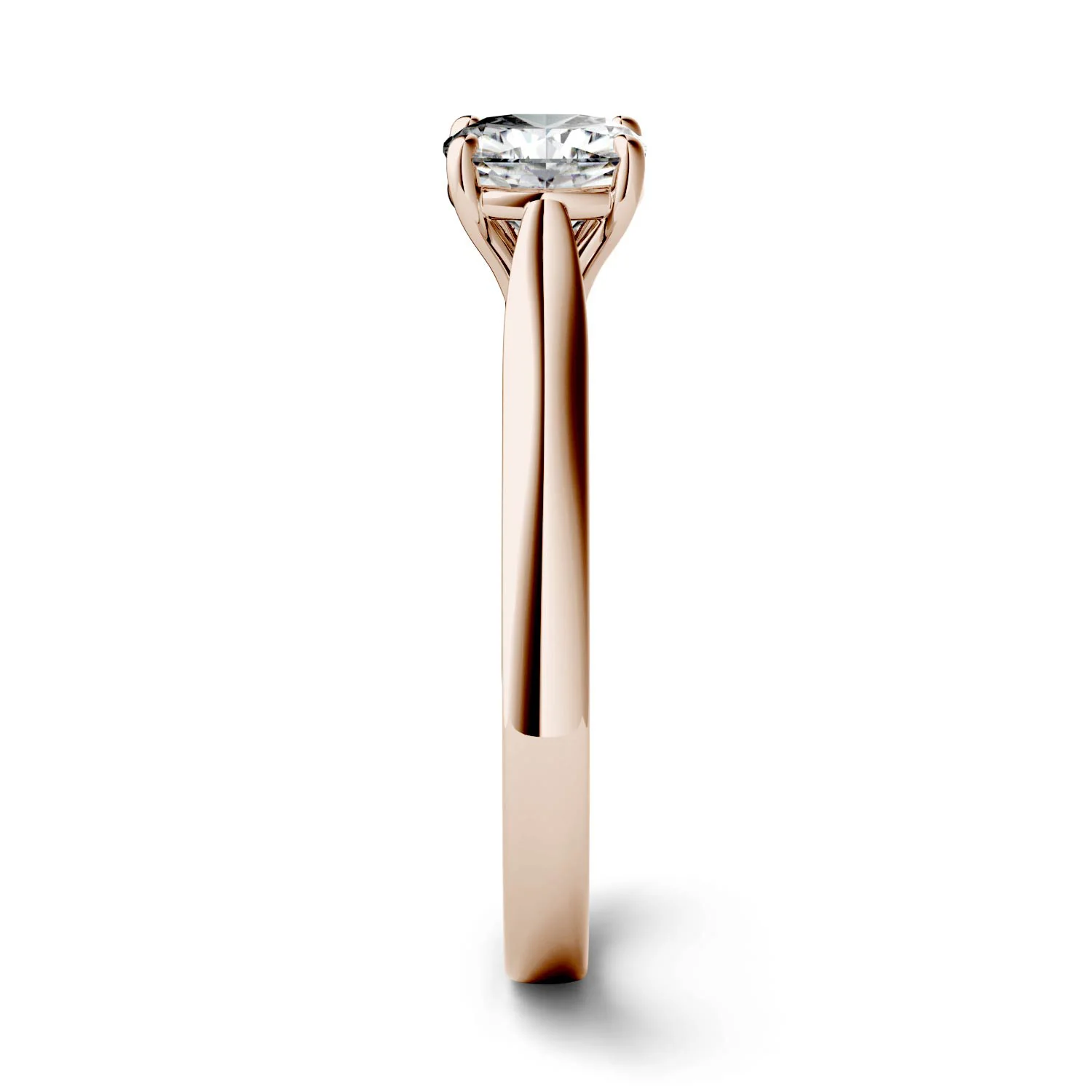 1.10 CTW DEW Cushion Moissanite Cathedral Solitaire Engagement Ring in 14K Rose Gold - Image 5