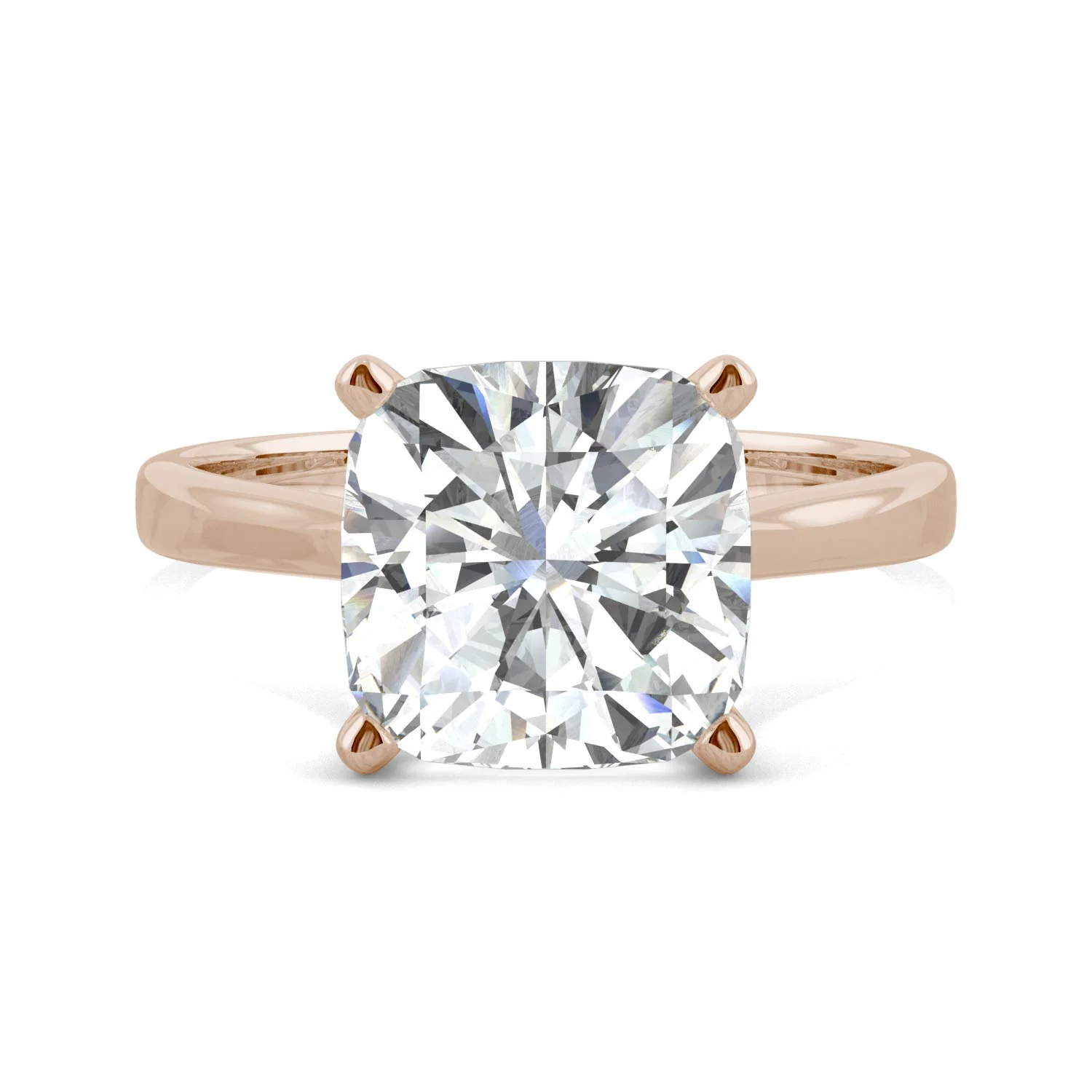 3.30 CTW DEW Cushion Moissanite Engagement Ring in 14K Rose Gold - Image 4