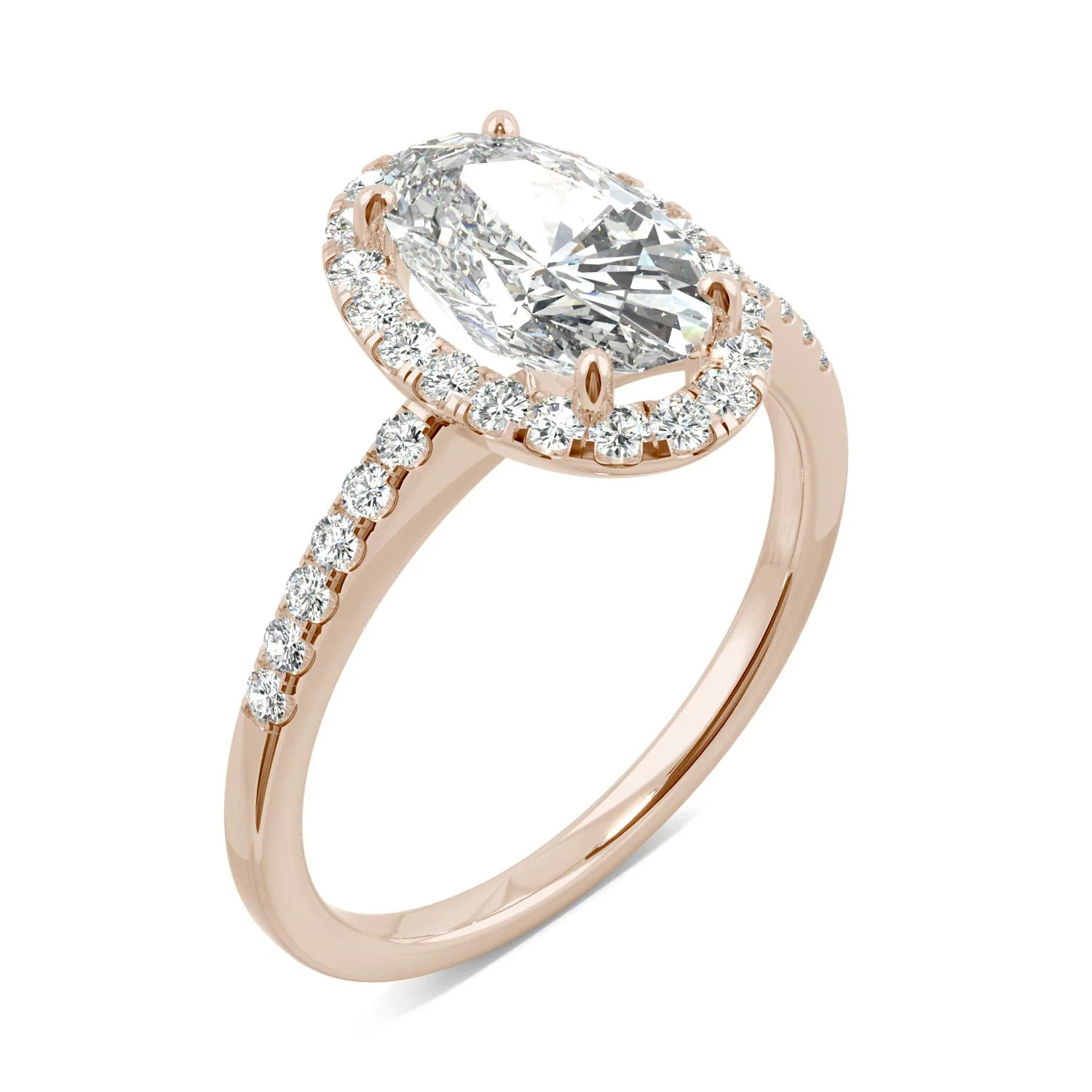 2.62 CTW DEW Elongated Oval Moissanite Halo Ring in 14K Rose Gold - Image 2