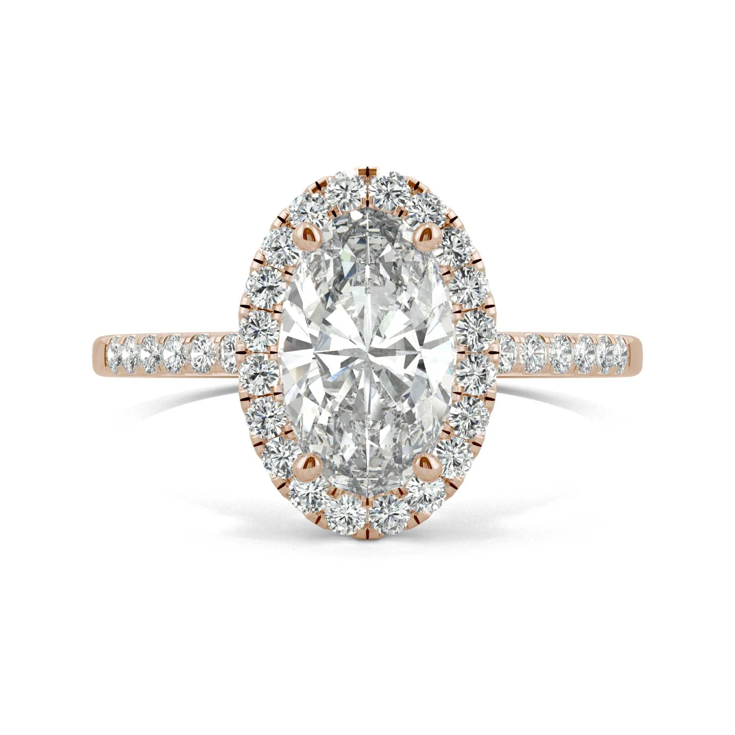 2.62 CTW DEW Elongated Oval Moissanite Halo Ring in 14K Rose Gold - Image 4