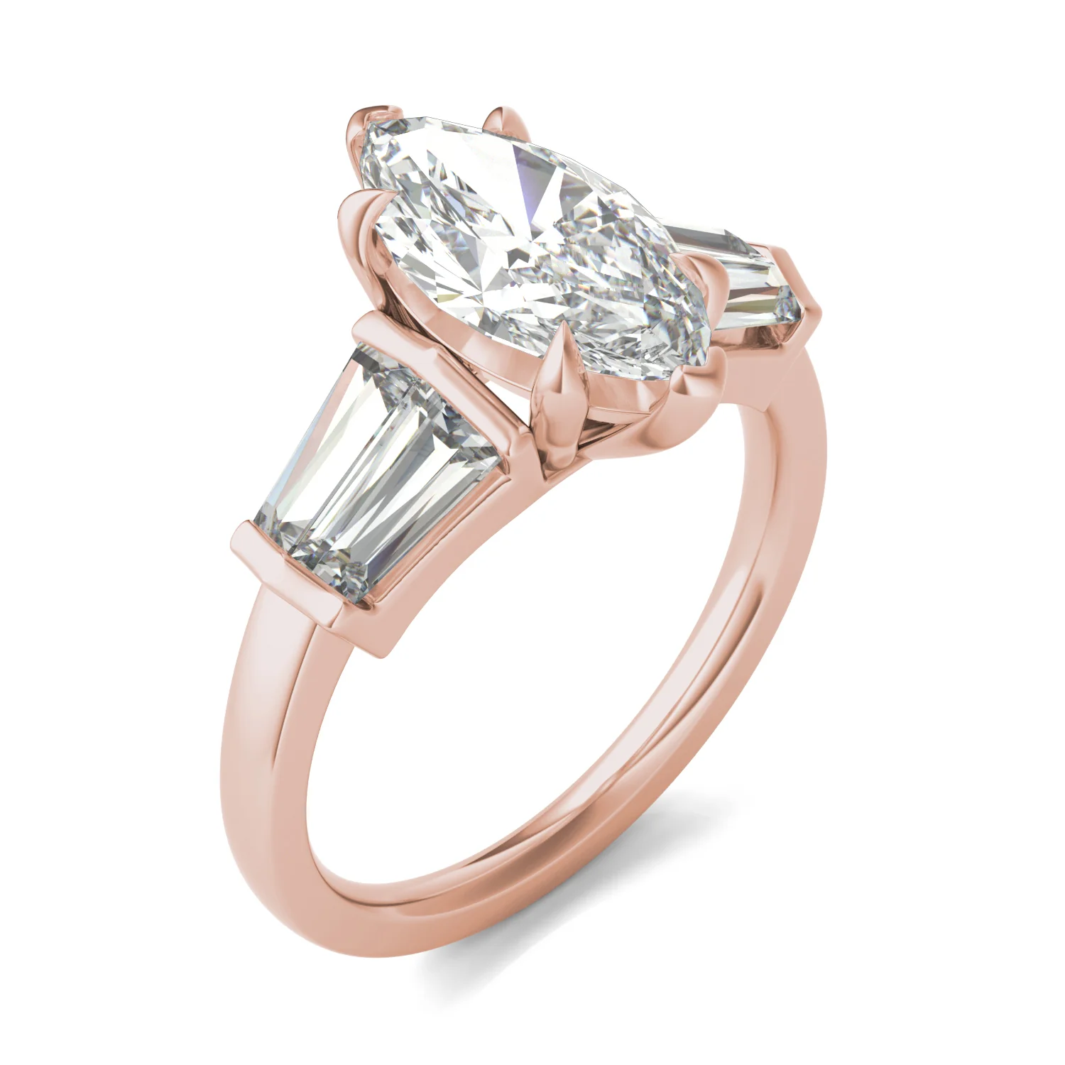 3.36 CTW DEW Marquise Moissanite Five-Stone Ring in 14K Rose Gold - Image 2