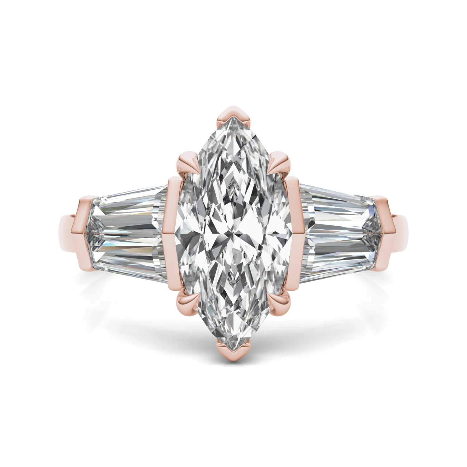 3.36 CTW DEW Marquise Moissanite Five-Stone Ring in 14K Rose Gold - Image 4