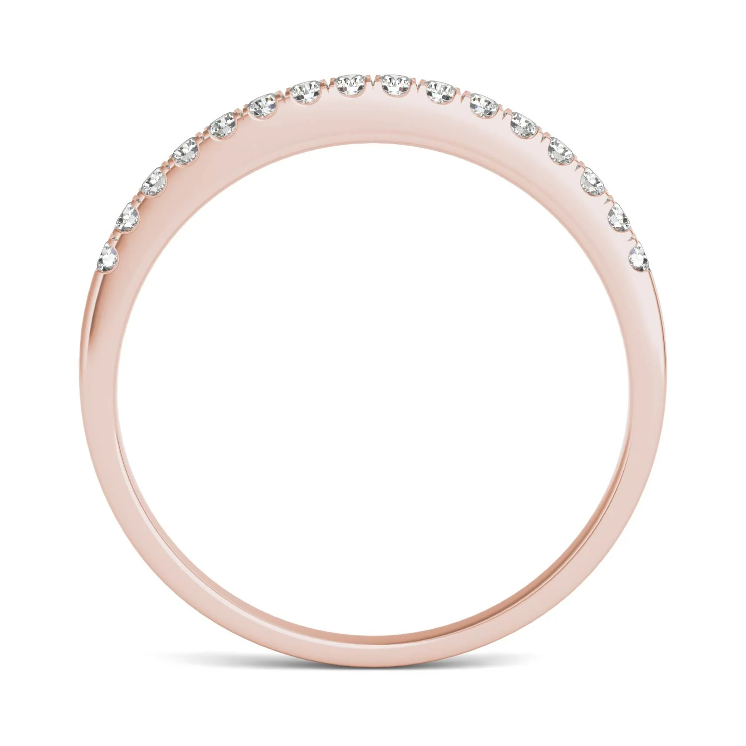 0.16 CTW DEW Round Moissanite Wedding Band in 14K Rose Gold - Image 3