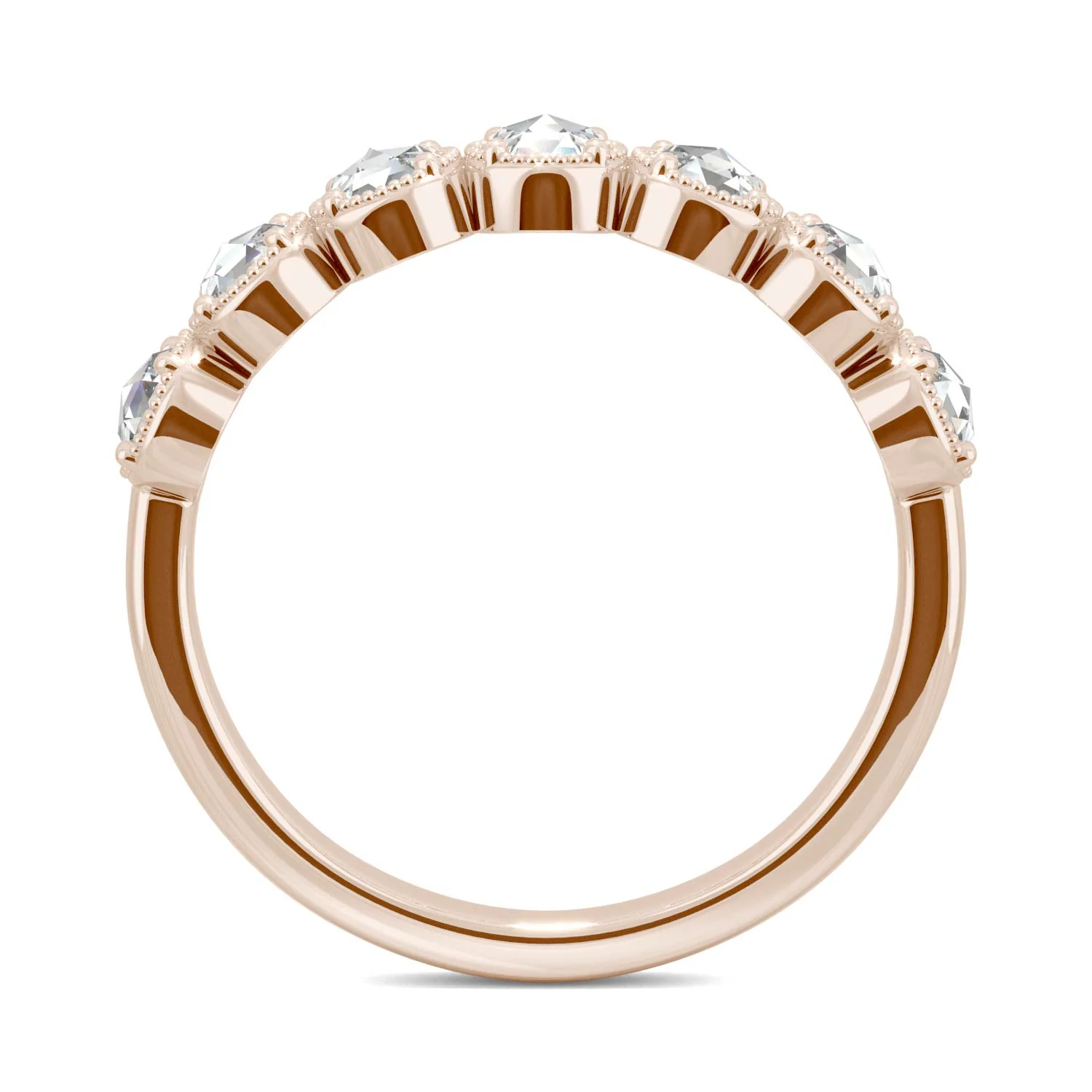 0.42 CTW DEW Rose-Cut Moissanite Seven-Stone Band in 14K Rose Gold - Image 3