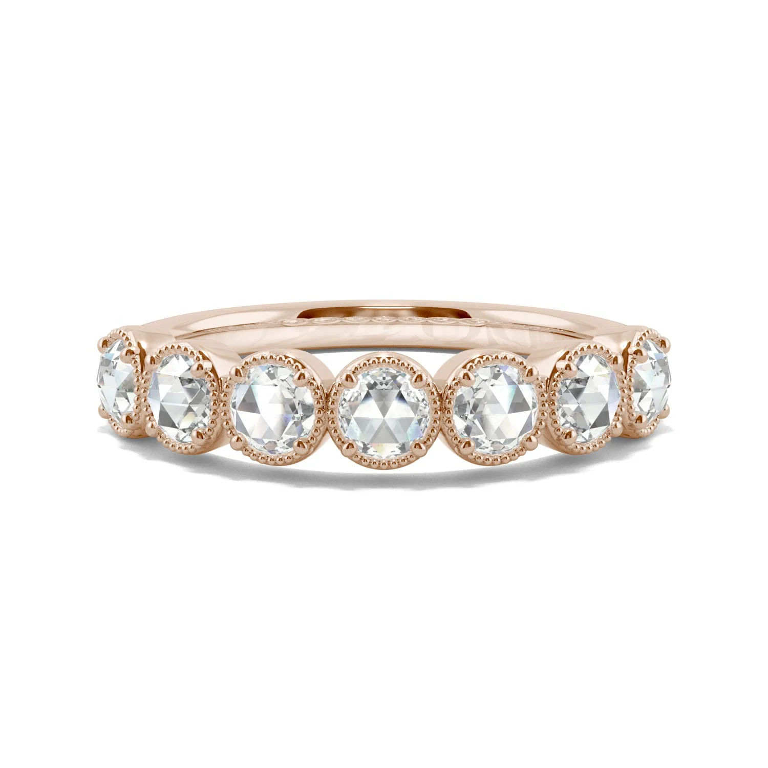 0.42 CTW DEW Rose-Cut Moissanite Seven-Stone Band in 14K Rose Gold - Image 4