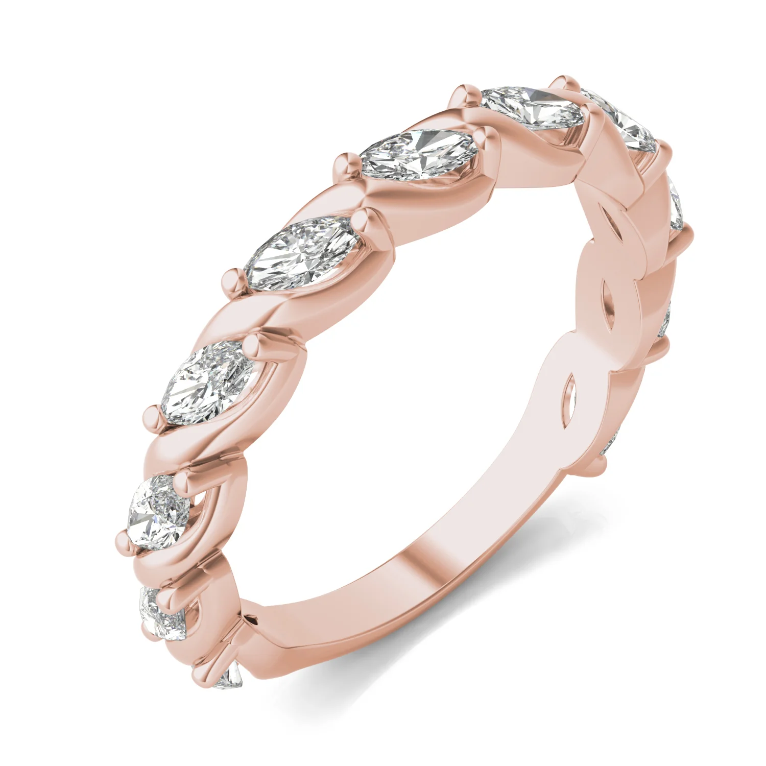 0.77 CTW DEW Marquise Moissanite Anniversary Band in 14K Rose Gold - Image 2