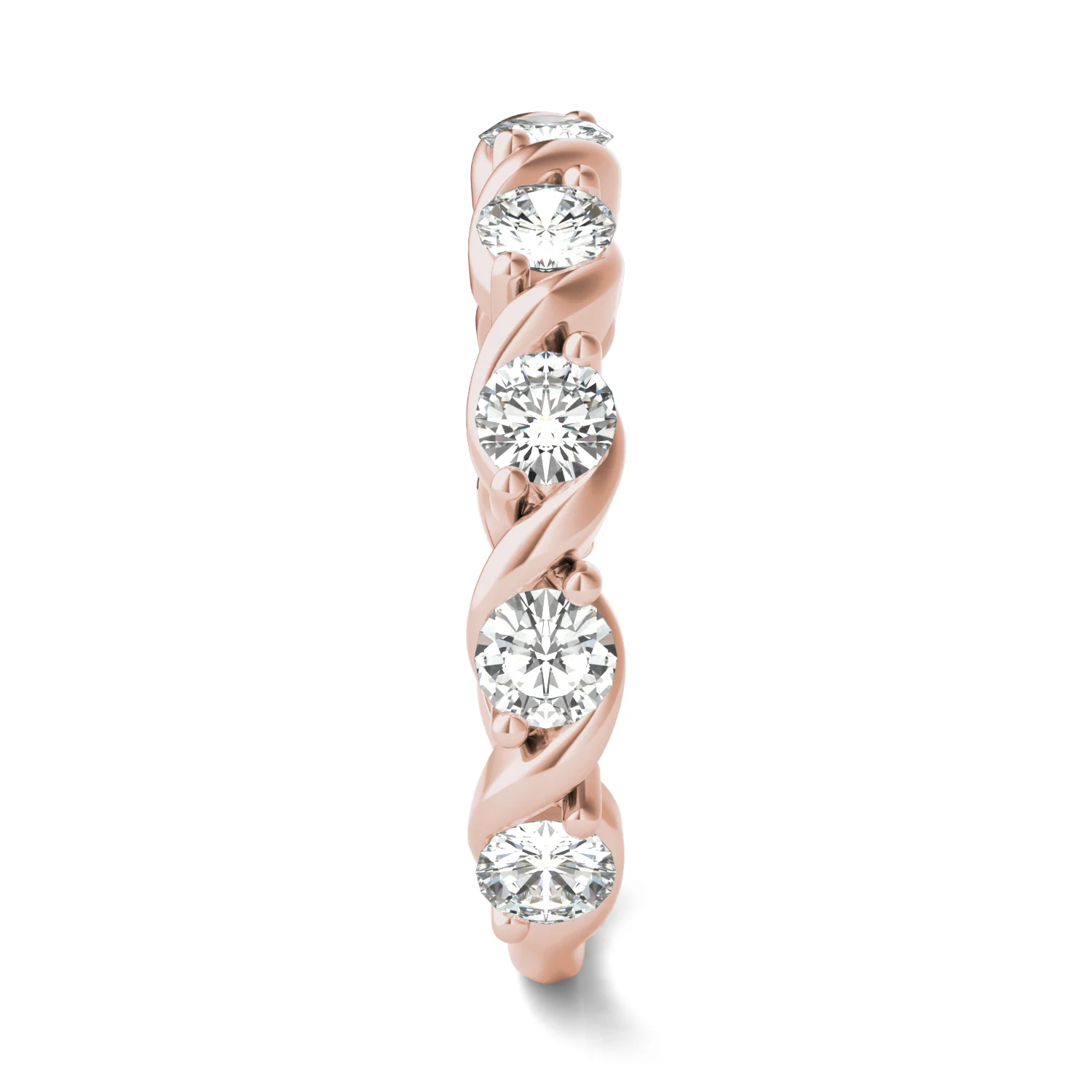 0.90 CTW DEW Round Moissanite Anniversary Band in 14K Rose Gold - Image 5