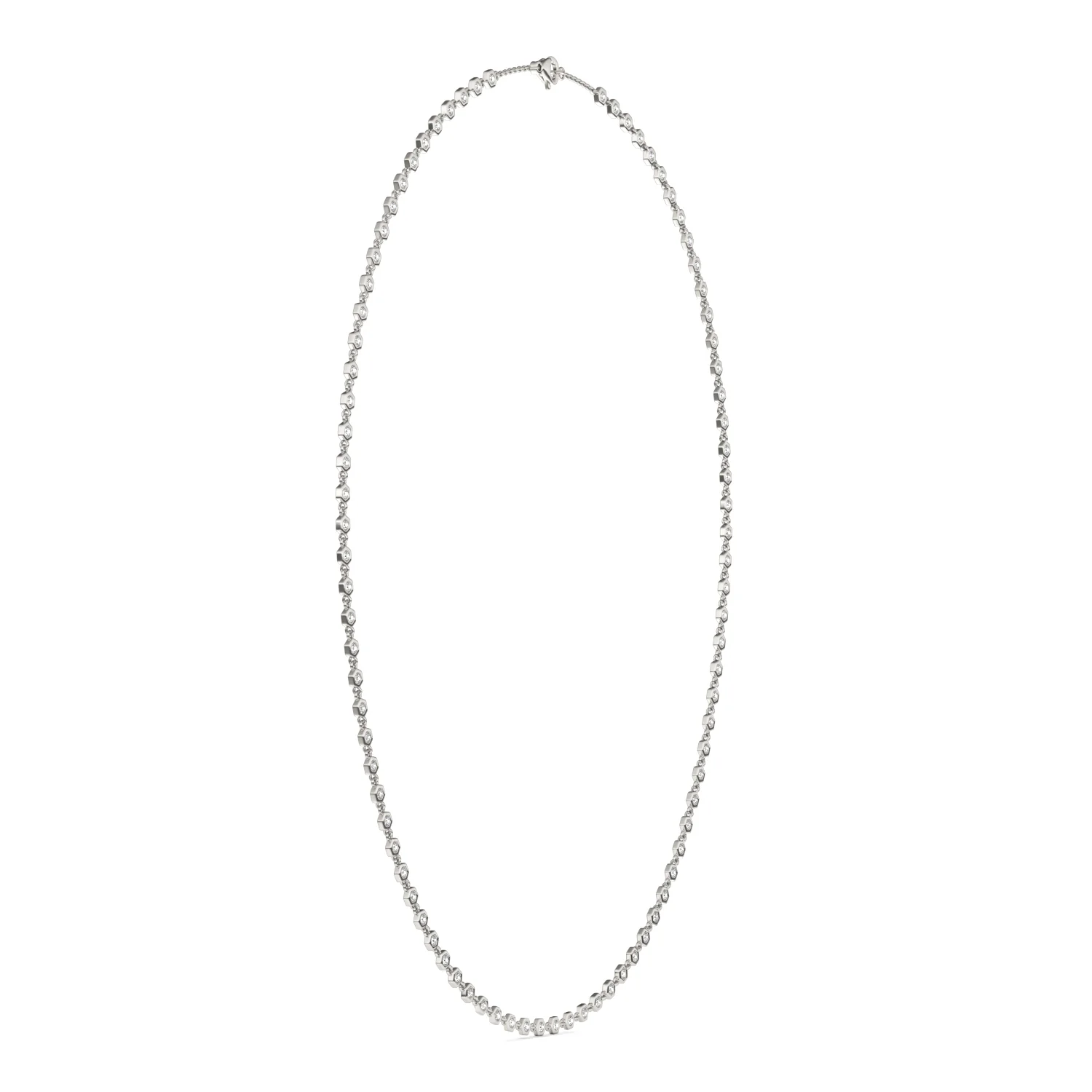 1.29 CTW DEW Moissanite Bezel Station Necklace in Sterling Silver - Image 2