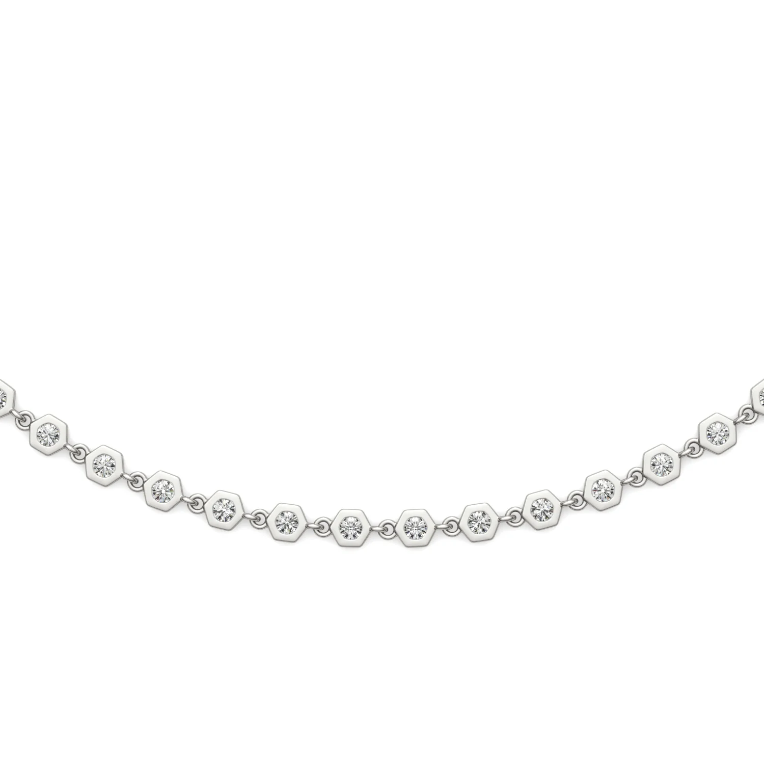 1.29 CTW DEW Moissanite Bezel Station Necklace in Sterling Silver - Image 3