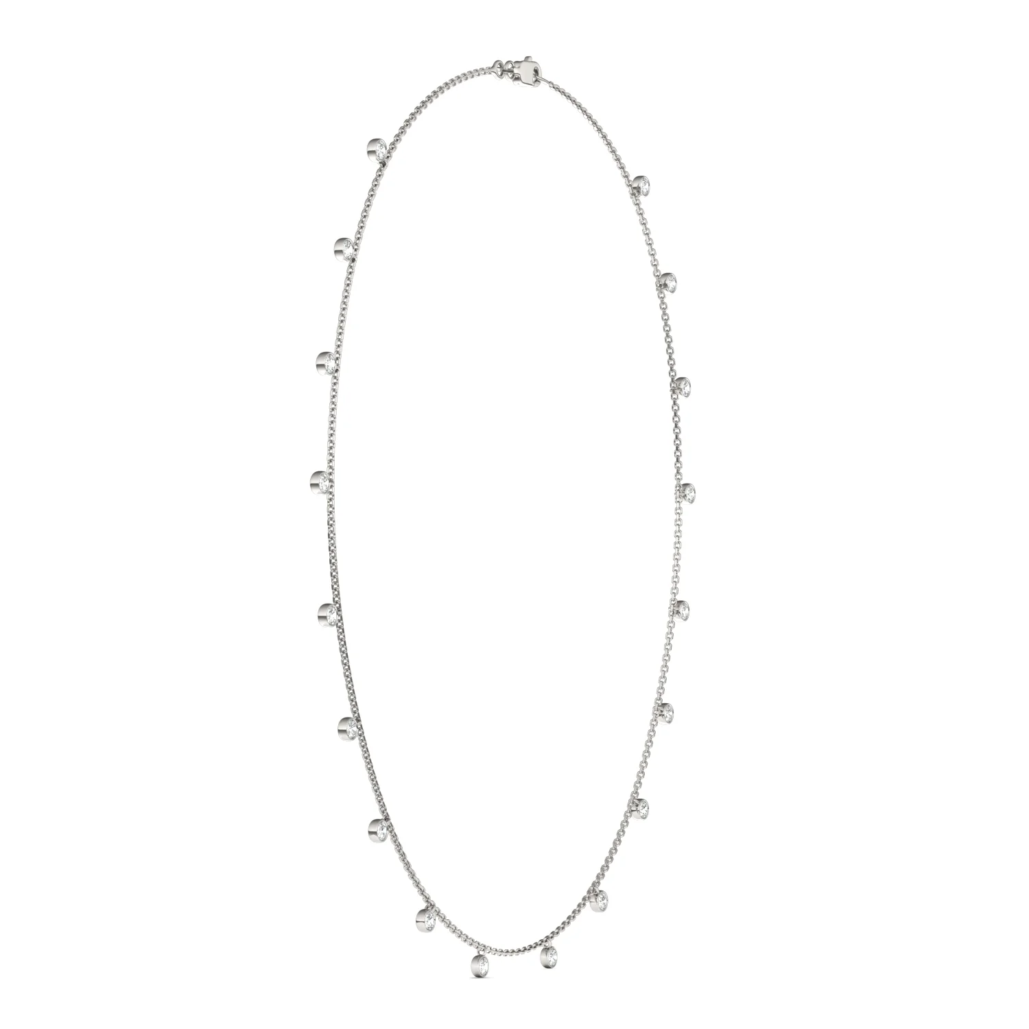 1.86 CTW DEW Round Moissanite Drop Station Necklace in Sterling Silver - Image 2