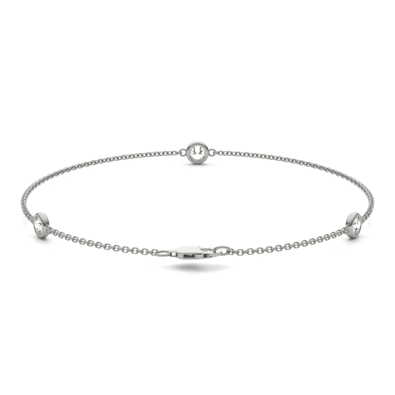 0.30 CTW DEW Round Moissanite Three-Stone Station Bracelet in Sterling Silver - Image 3