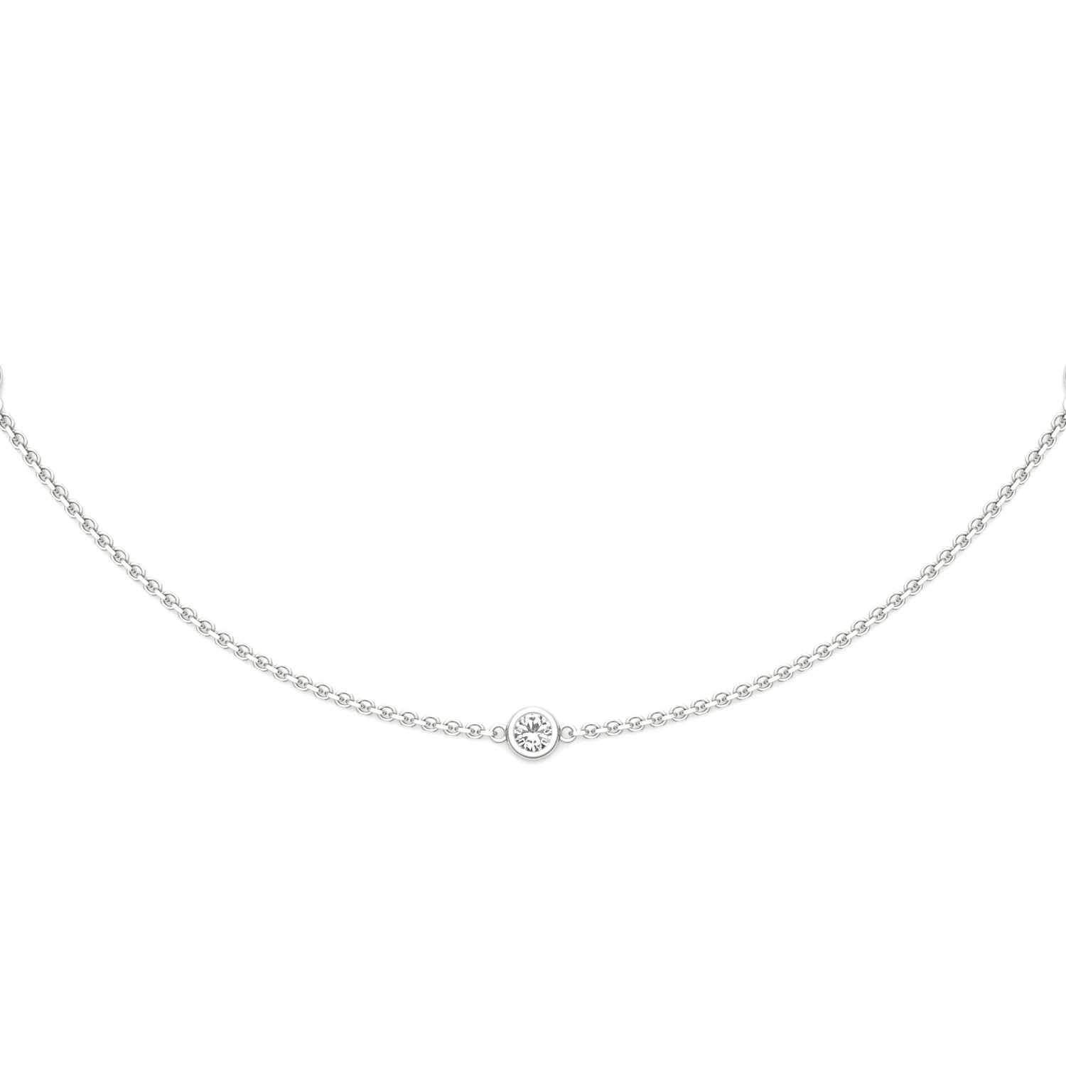 0.30 CTW DEW Round Moissanite Three-Stone Station Necklace in Sterling Silver - Image 3