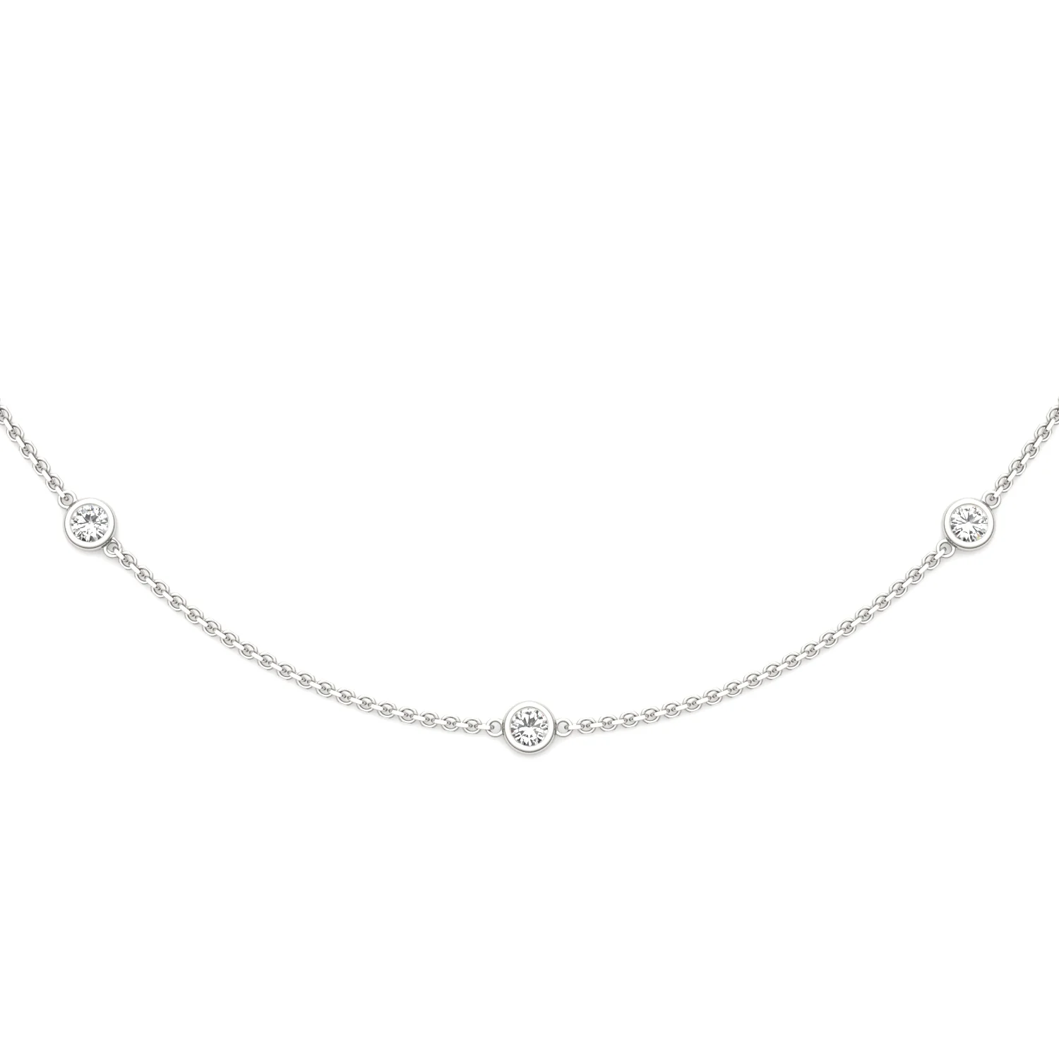 0.70 CTW DEW Round Moissanite Seven-Stone Station Necklace in Sterling Silver - Image 3