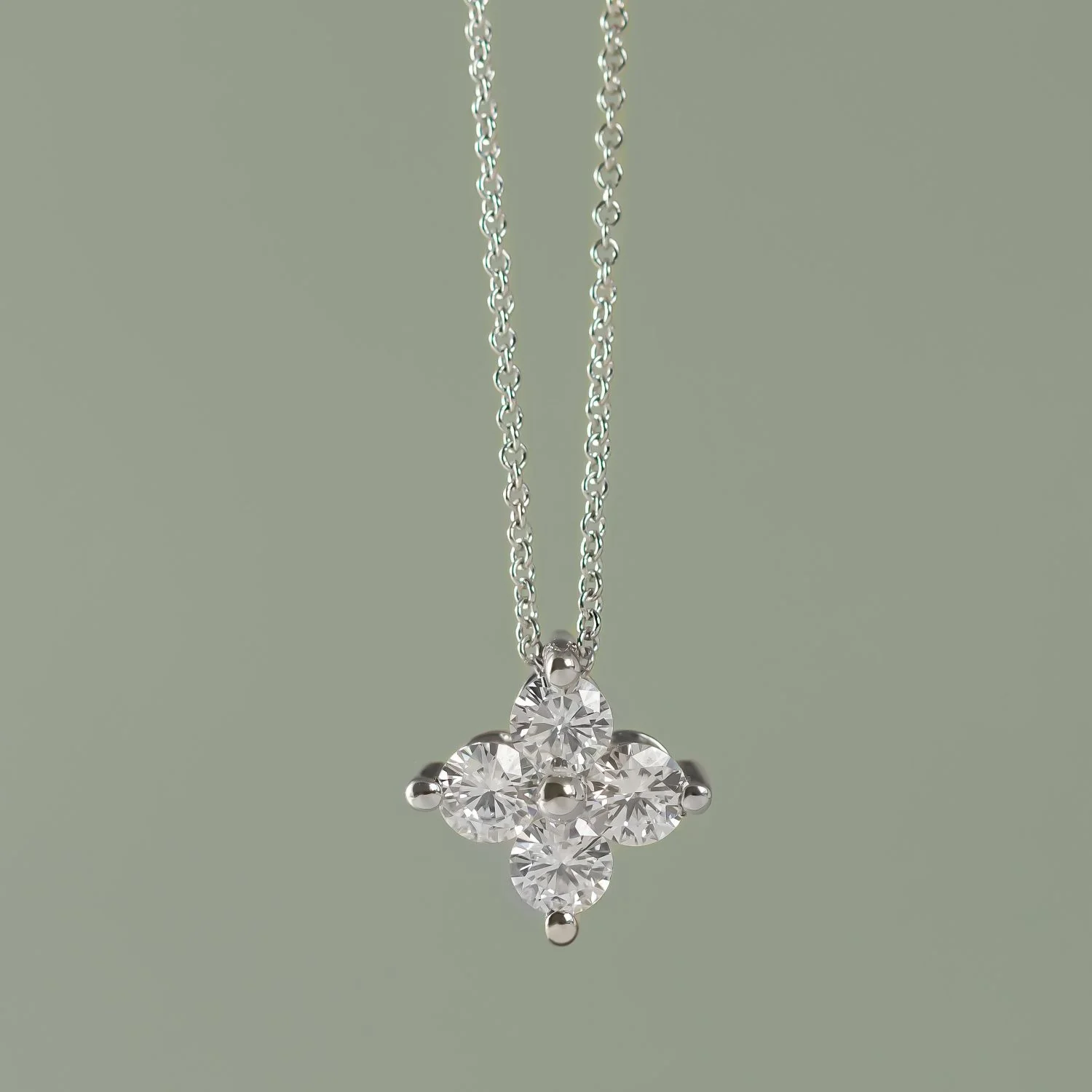 0.92 CTW DEW Moissanite Floral Pendant in Sterling Silver - Image 4