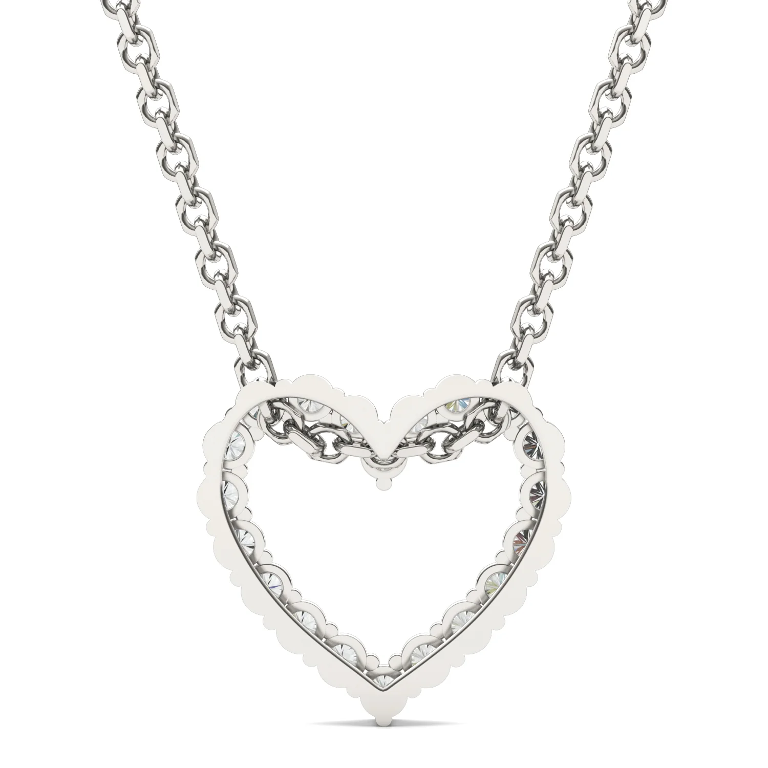 0.28 CTW DEW Round Moissanite Heart Sliding Pendant in Sterling Silver - Image 3