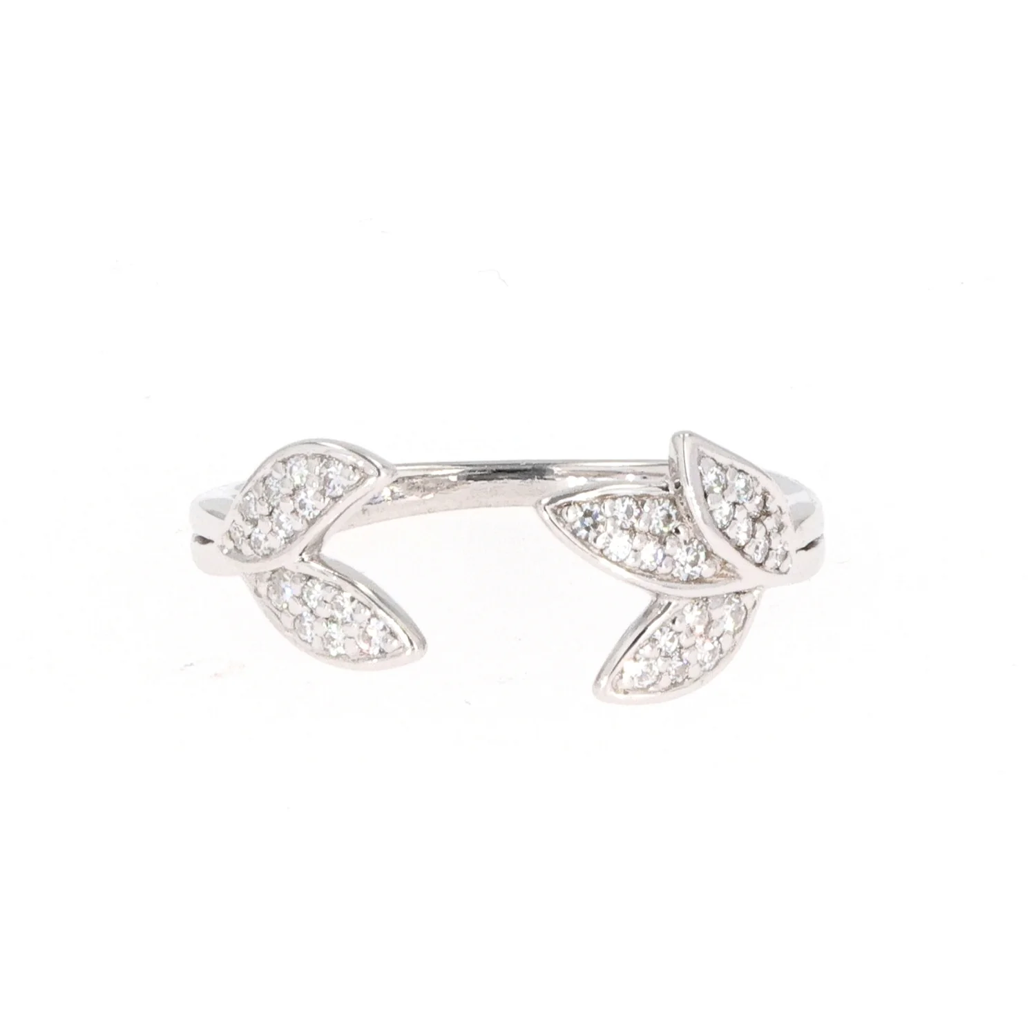 0.22 CTW DEW Round Moissanite Floral Band in Sterling Silver