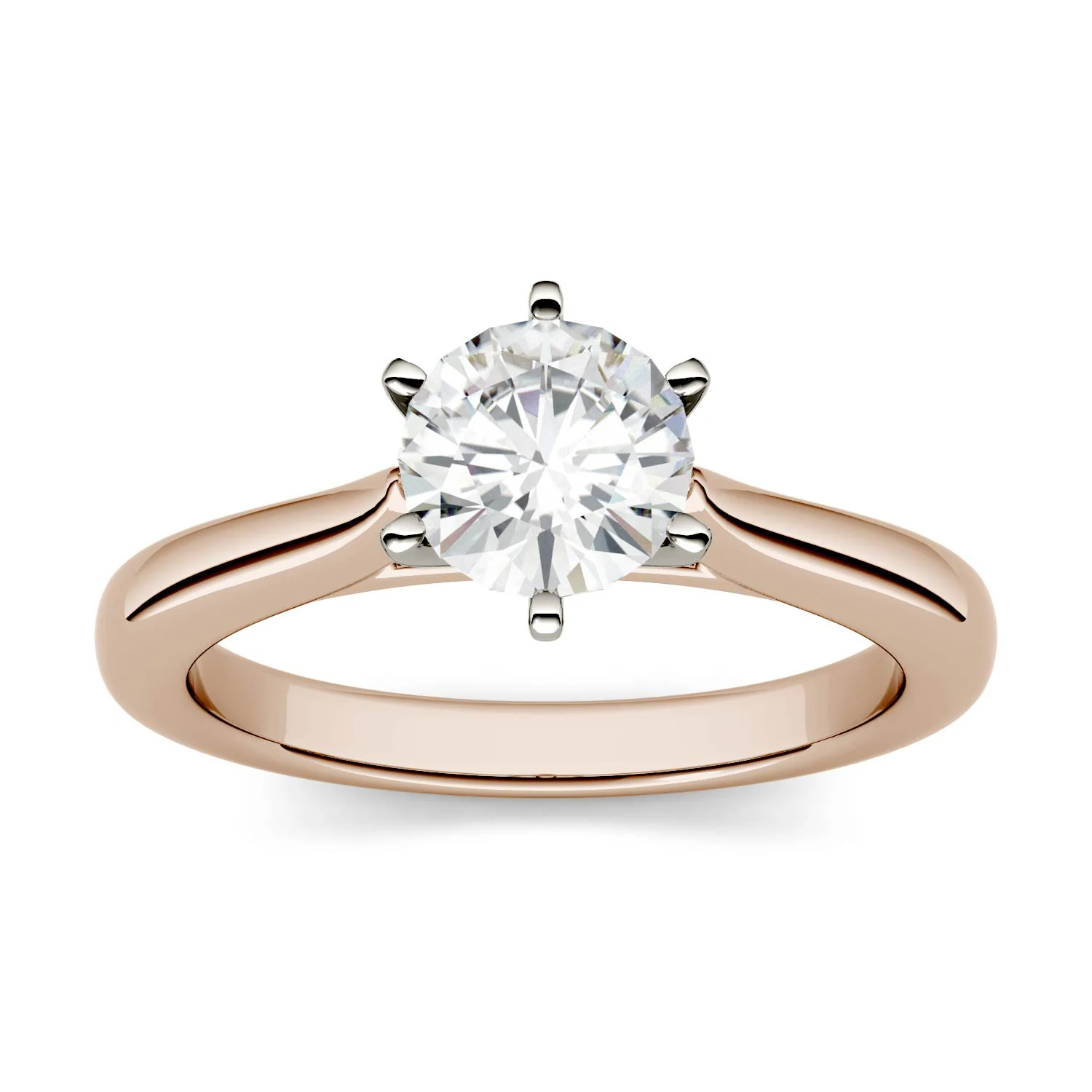 1.00 CTW DEW Round Moissanite Engagement Ring in 14K Two-Toned Gold